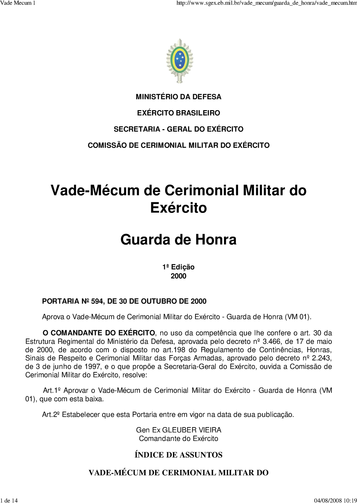 TOQUE INDICATIVO PARA O COMANDANTE DO EXÉRCITO BRASILEIRO (CORNETA