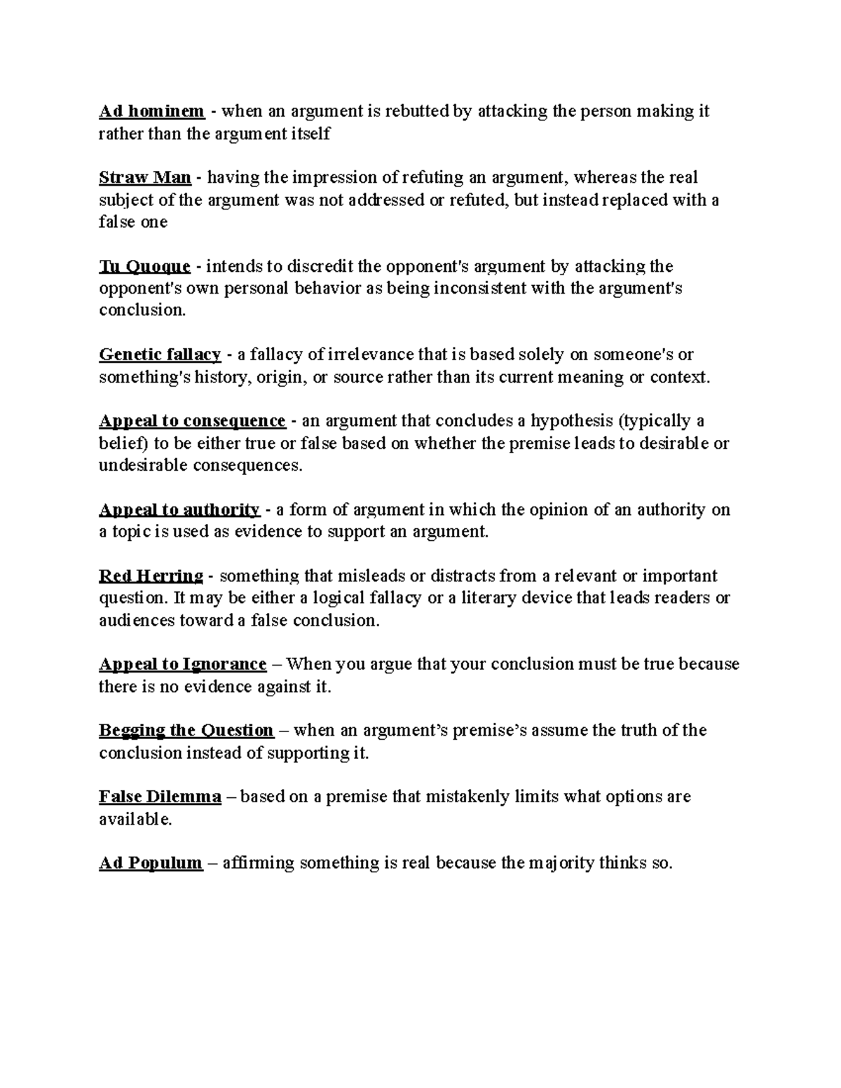 This page contains fallacy definitions - PHI-103 - GCU - Studocu