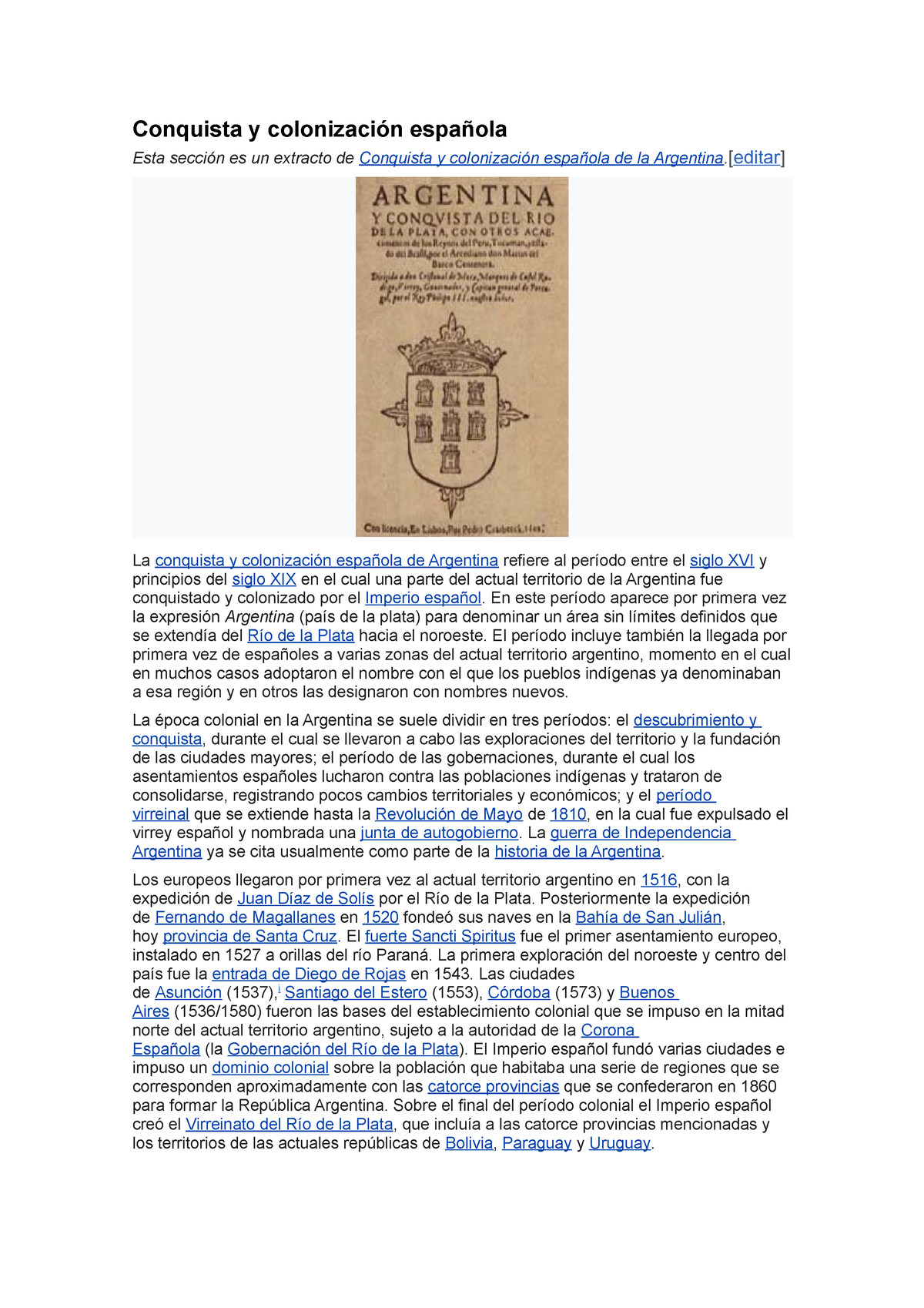 Conquista Y Colonización Española Editar La Conquista Y Colonización Española De Argentina 1412