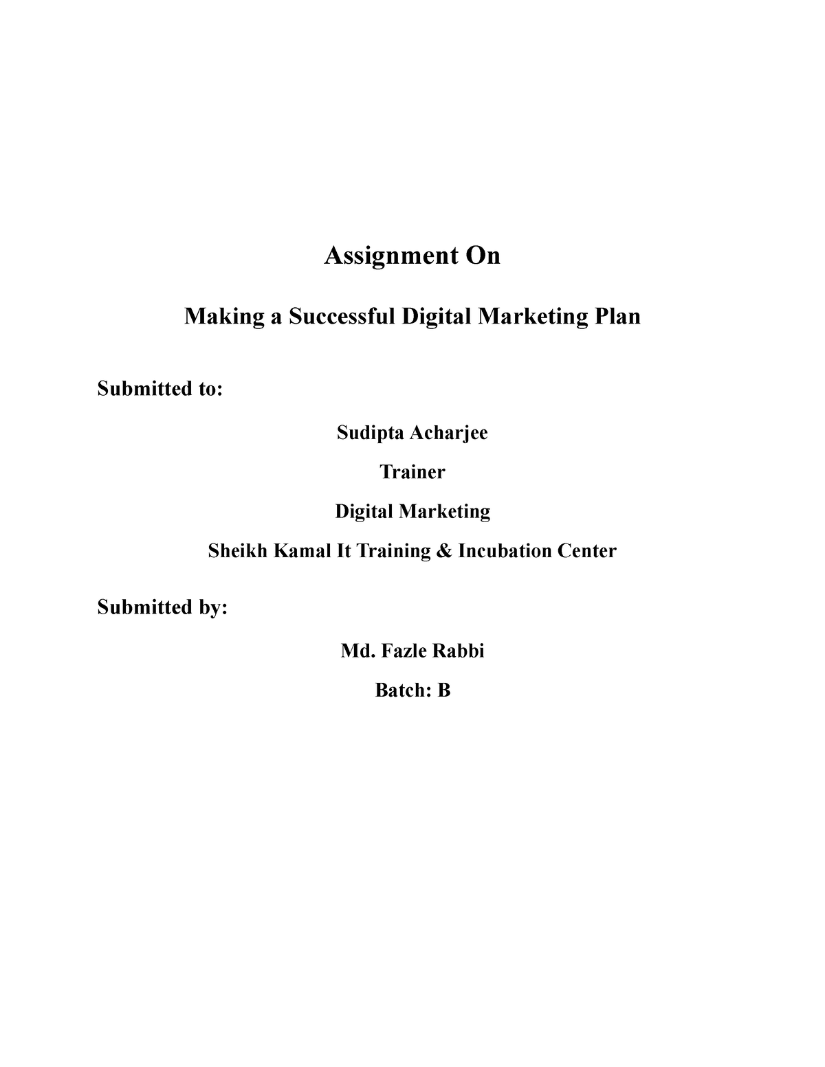 digital marketing plan assignment pdf