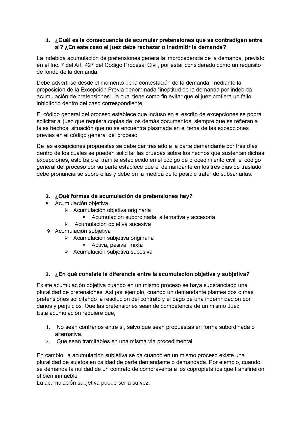 Documento 78 - ¿Cuál es la consecuencia de acumular pretensiones que se  contradigan entre sí? ¿En - Studocu