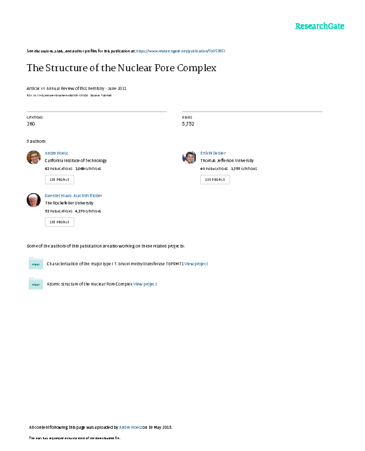 The Structure of the Nuclear Pore Complex - See discussions, stats, and ...
