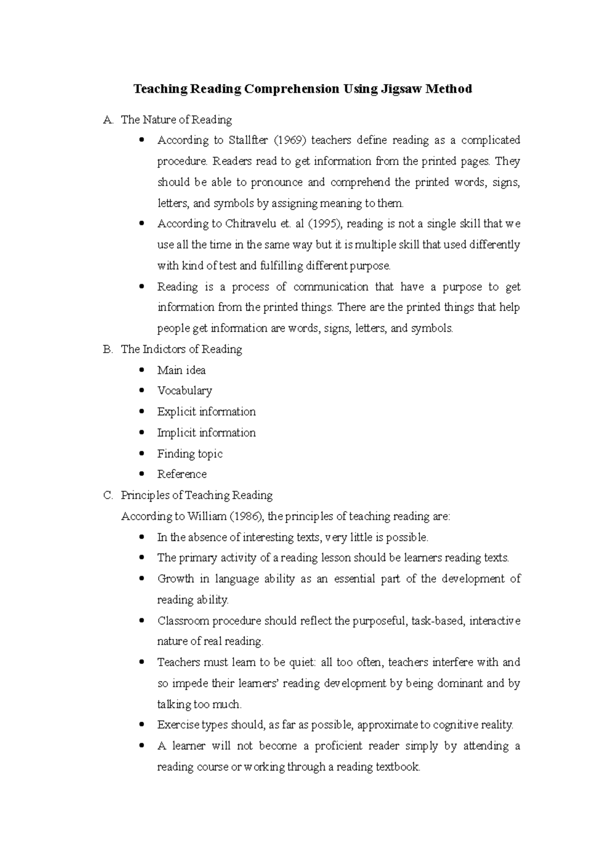 Teaching Reading Comprehension Using Jigsaw Method The Nature of