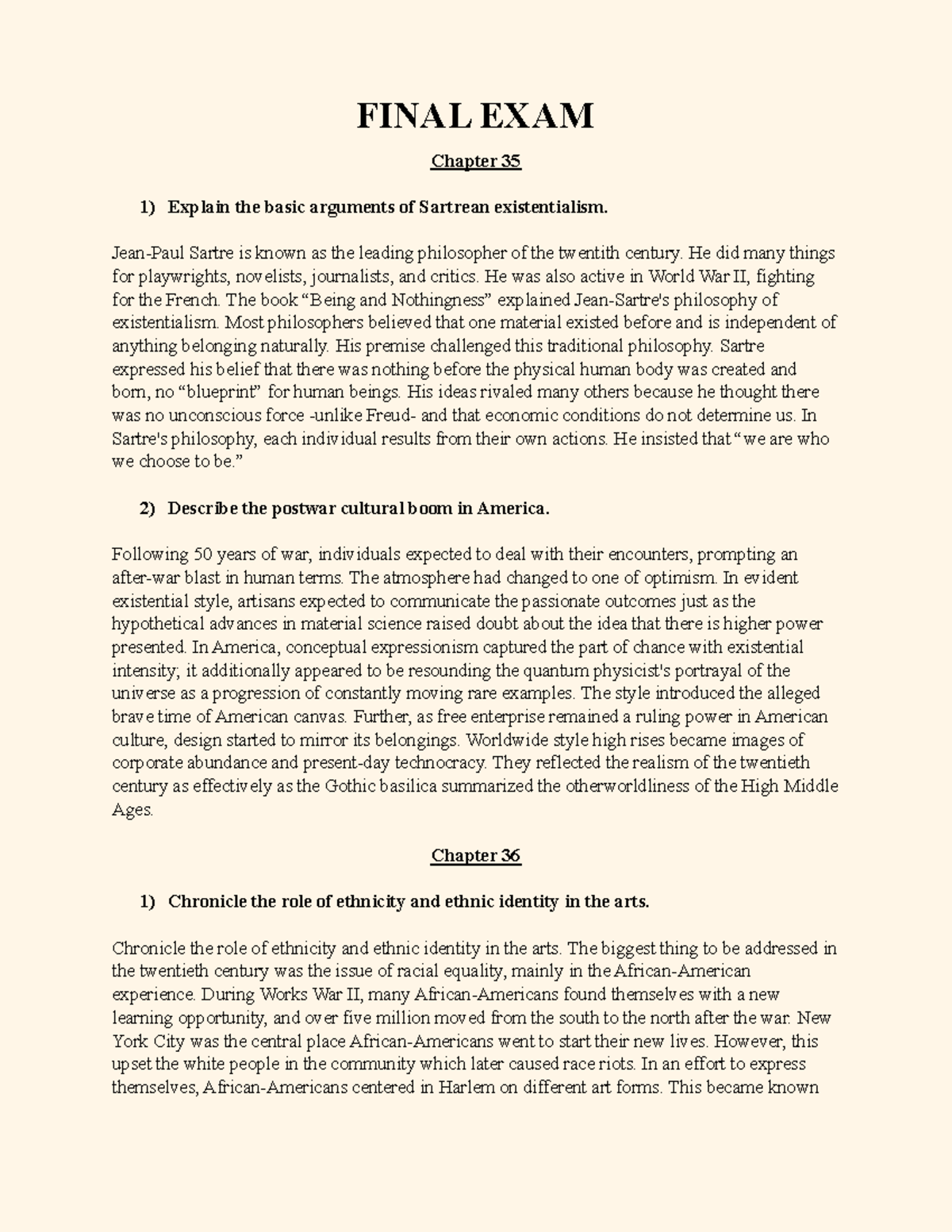Final EXAM - assignments, chapters, and lectures - Chapter 35 Explain ...