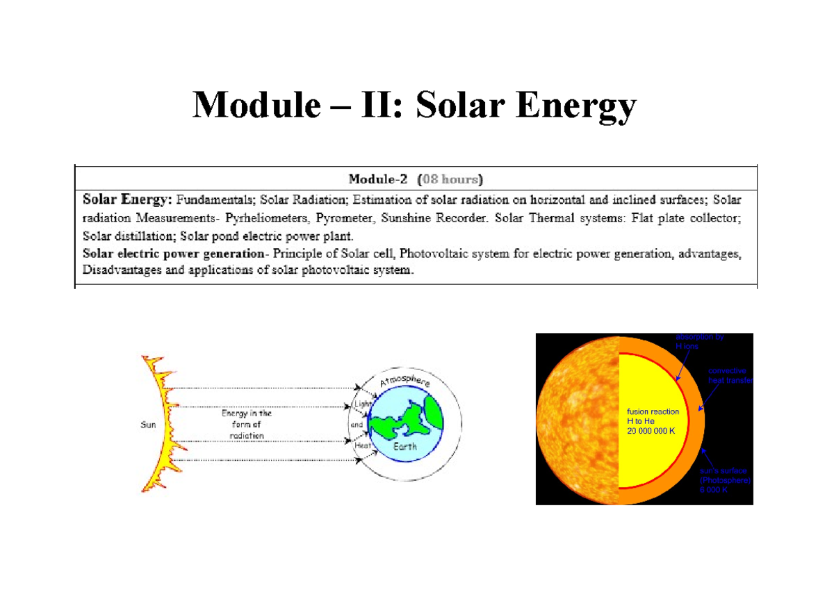 Module -2.1 RES Notes - Module – II: Solar Energy Fundamentals Solar ...