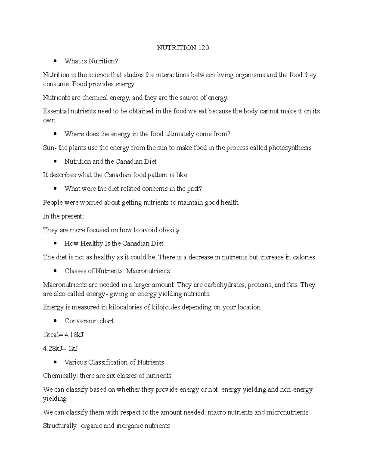 Nutrition 120- 1-Introduction Of Nutrition - NUTRITION 120 What Is ...