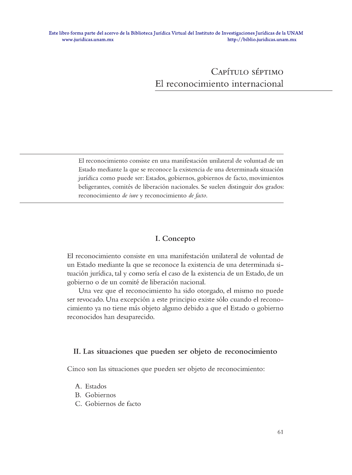 El Reconocimiento Internacional - 61 Capítulo Séptimo El Reconocimiento ...