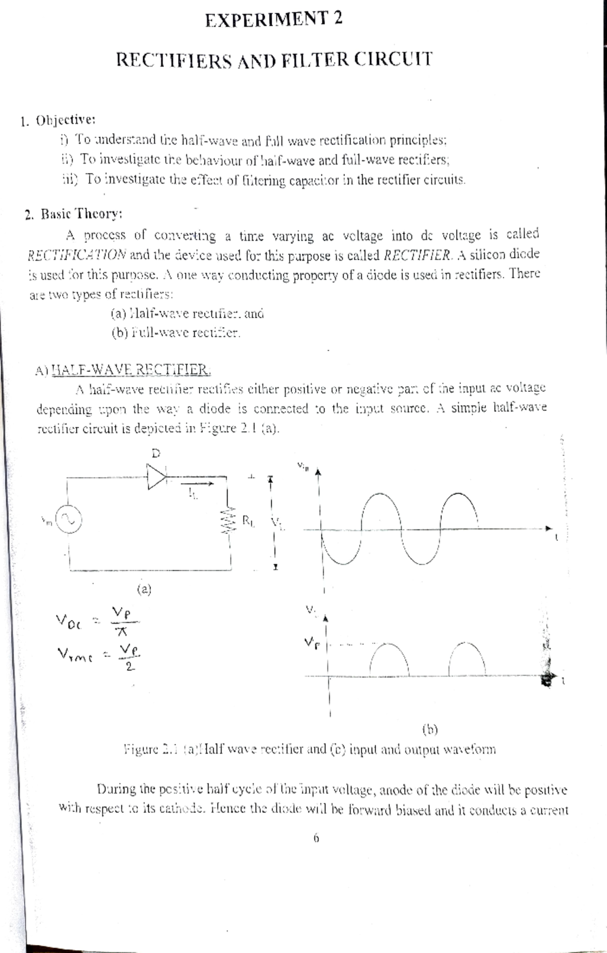 Lab3 (rectifier)1 1. Objective RECTIFIERS AND FILTER