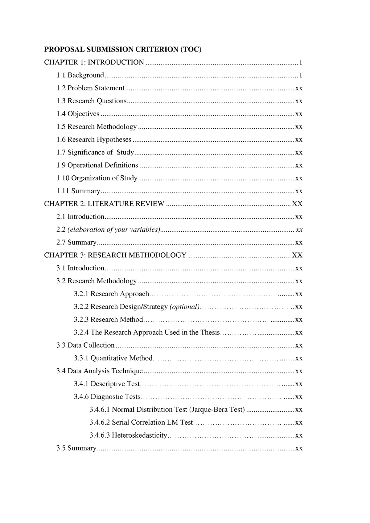 3 Proposal submission criterion - PROPOSAL SUBMISSION CRITERION (TOC ...