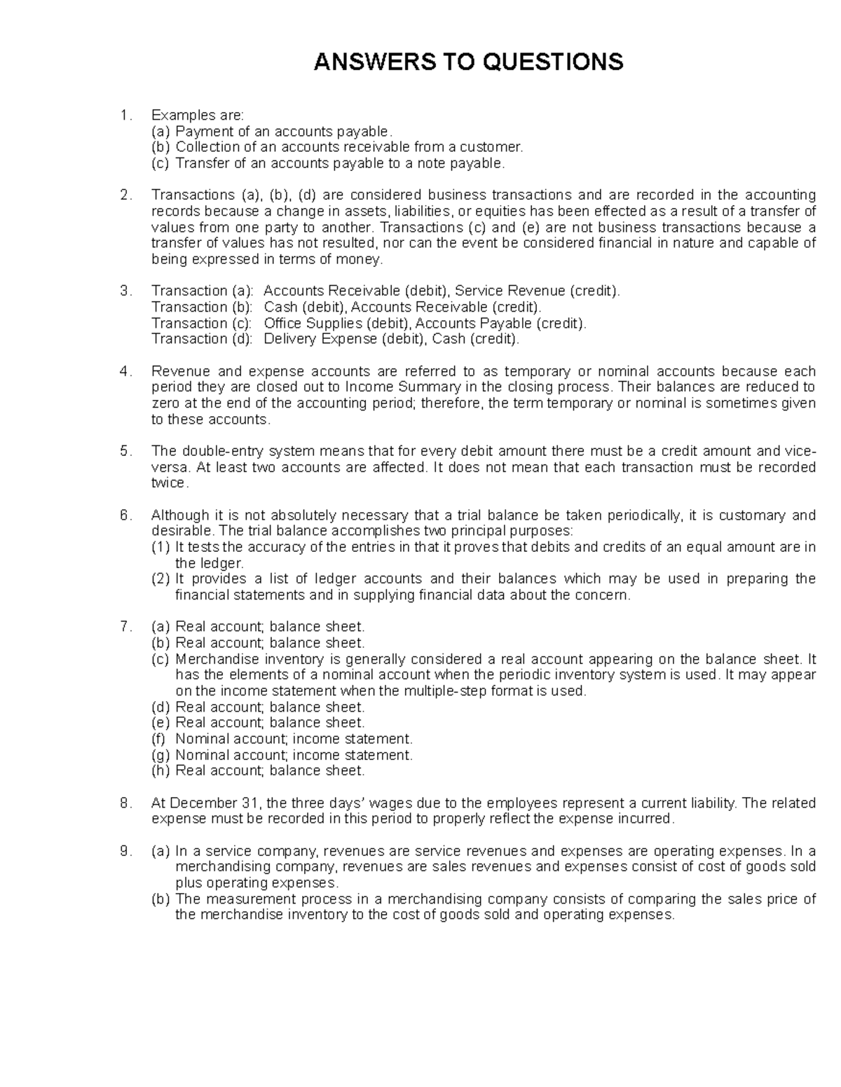 Acctg 321 Solutions Chapter 3 - ANSWERS TO QUESTIONS Examples are: (a ...