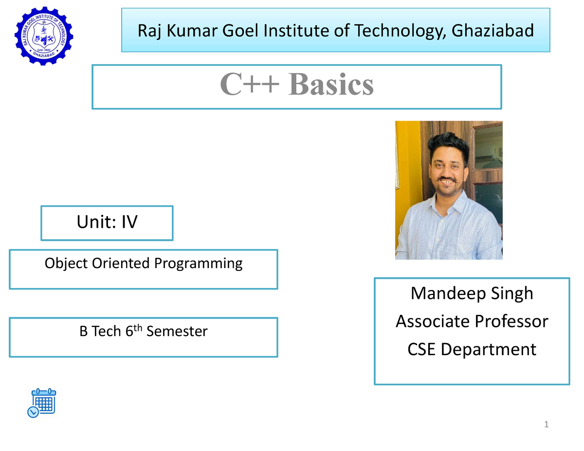 Unit4 Mandeep - lecture notes for the object oriented programming ...