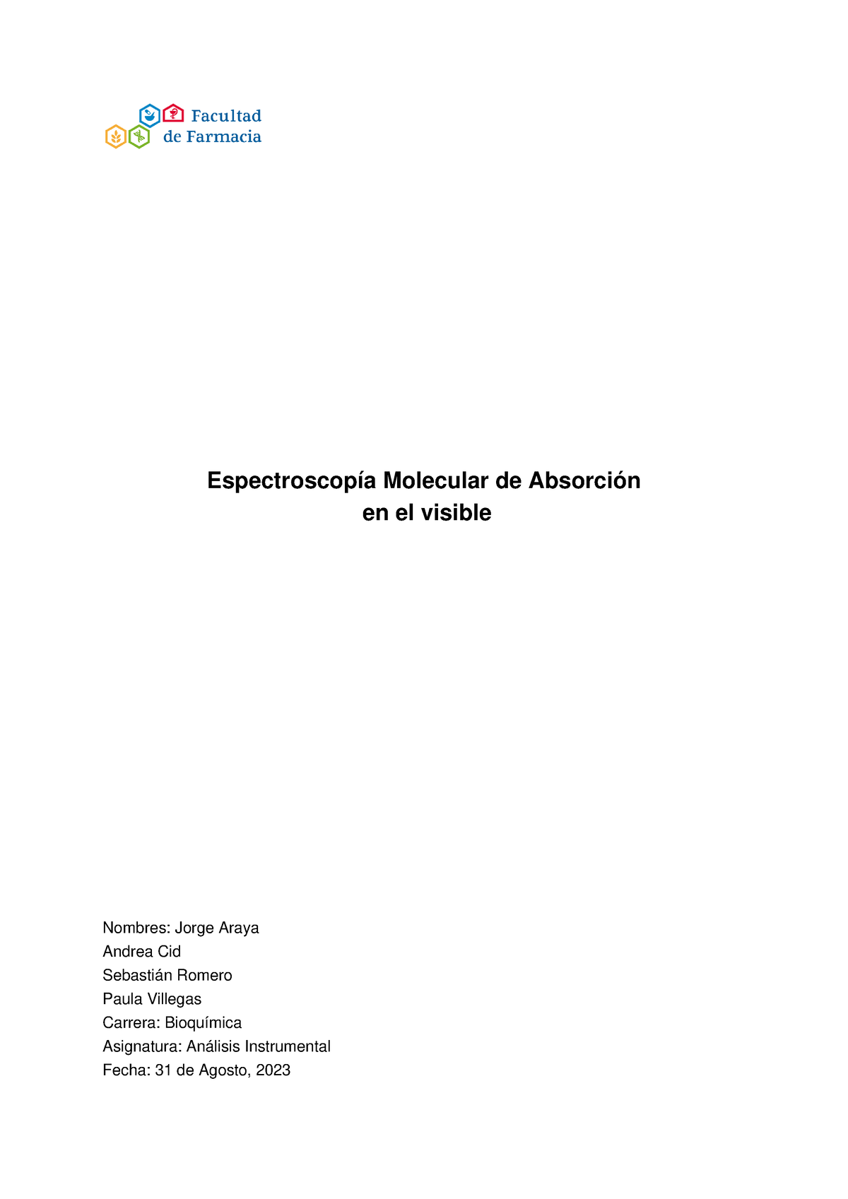 Informe 1 Análisis Instrumental - Espectroscopía Molecular De Absorción ...