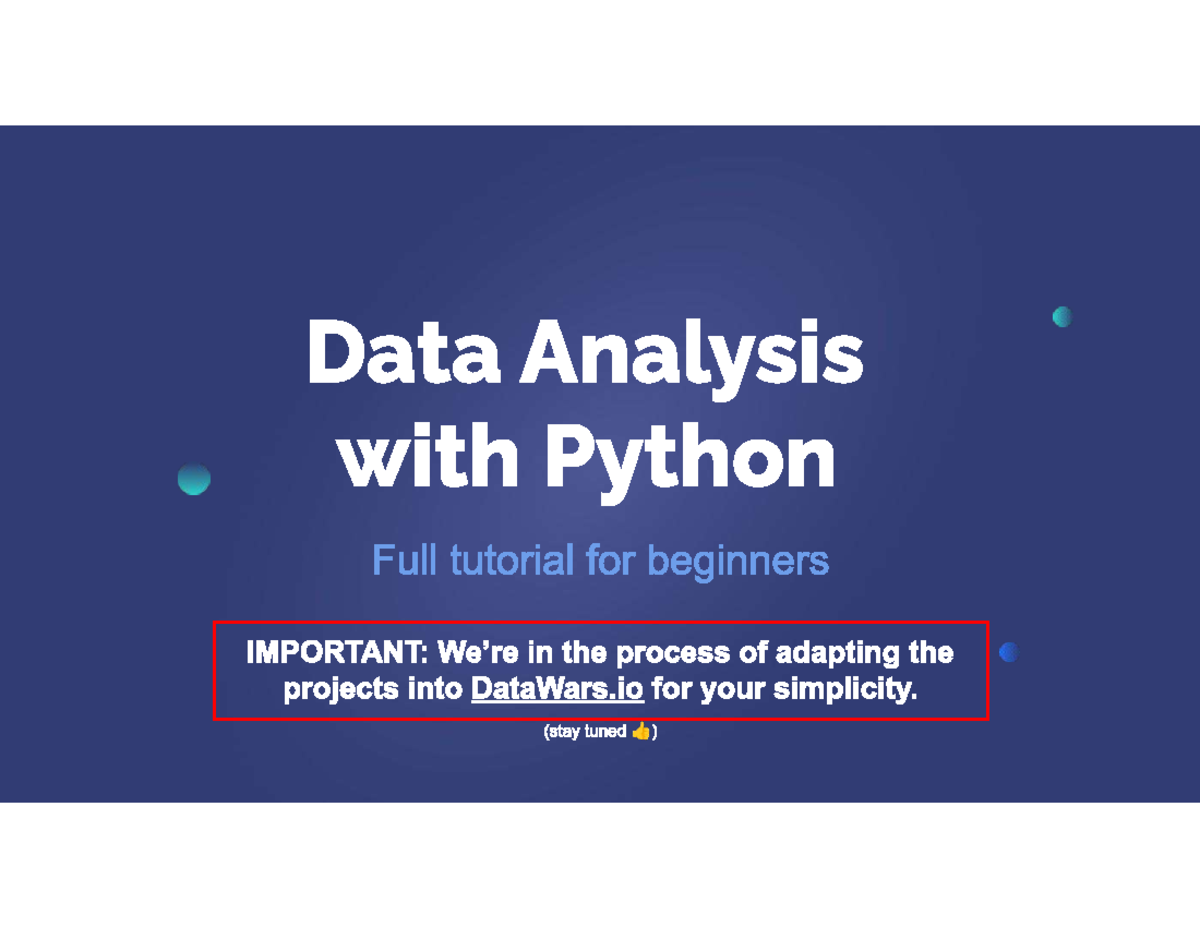 Data Analysis with python - (stay tuned d) Data Analysis with Python ...