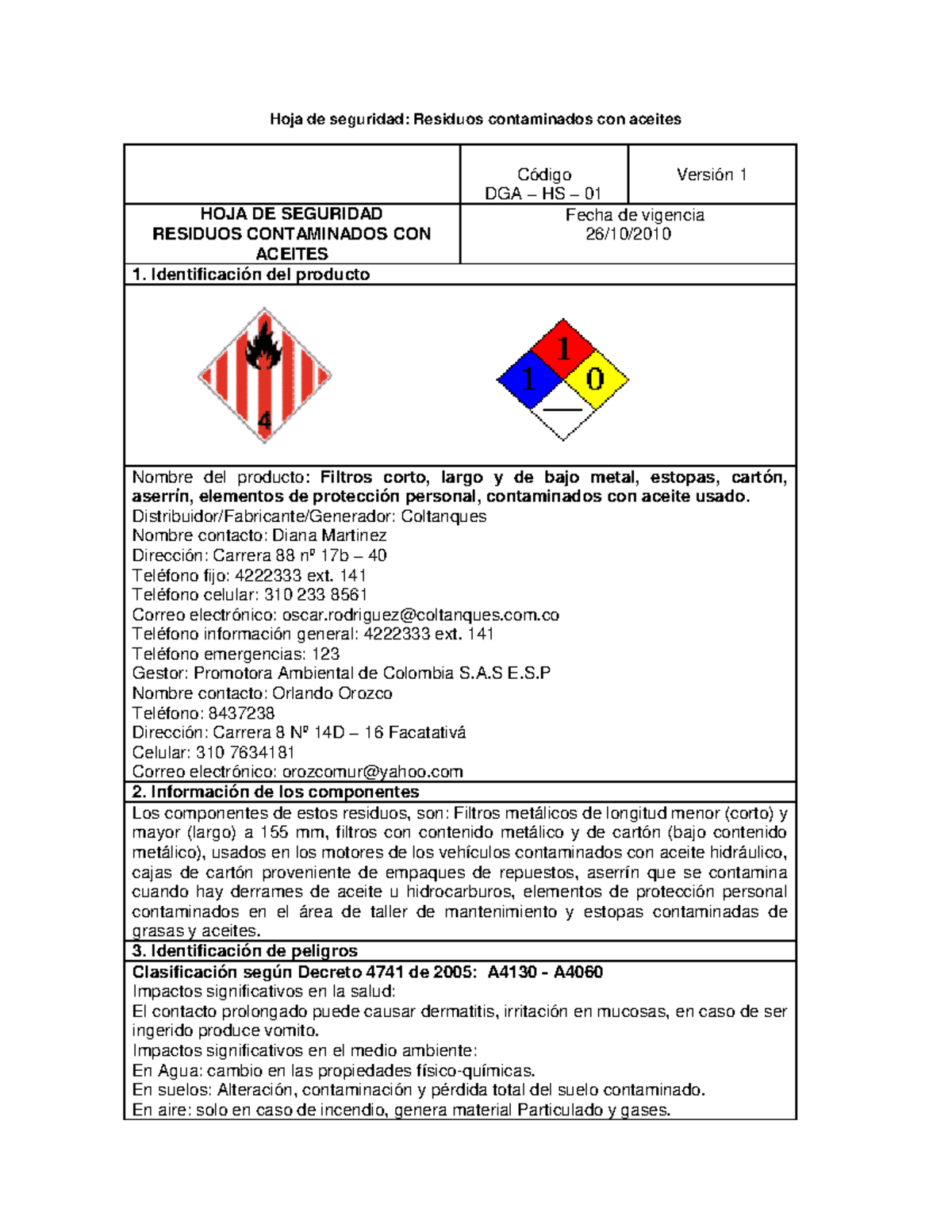 Hojas De Seguridad De Los Residuos Peligrosos – LQHMAI
