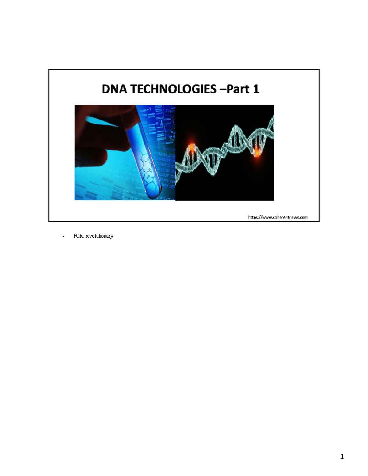 Cycle 10A completed - Lecture notes 10A - PCR. revolutionary 1 RT-PCR ...