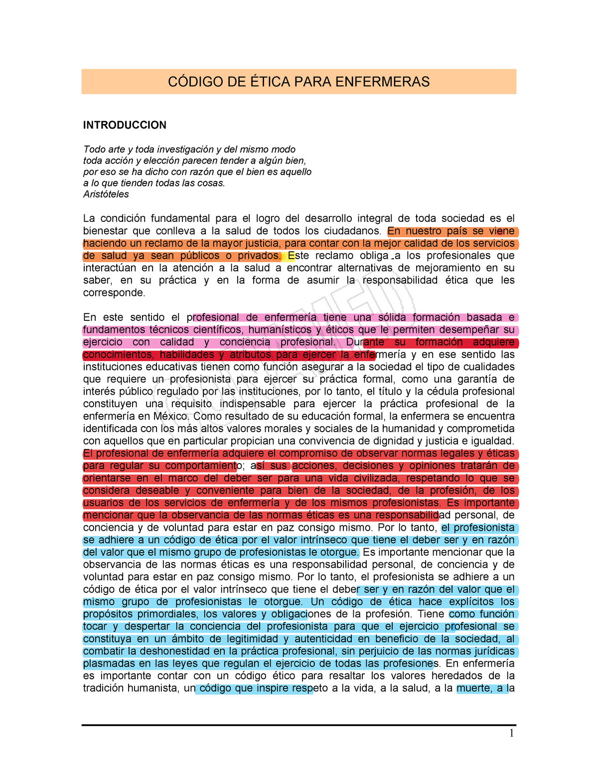 Codigo De Enfermeras CÓdigo De Ética Para Enfermeras Introduccion Todo Arte Y Toda 7914