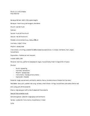 MUS 111 Notes - Took class asynchronous Instructor: Joel Knapp ...