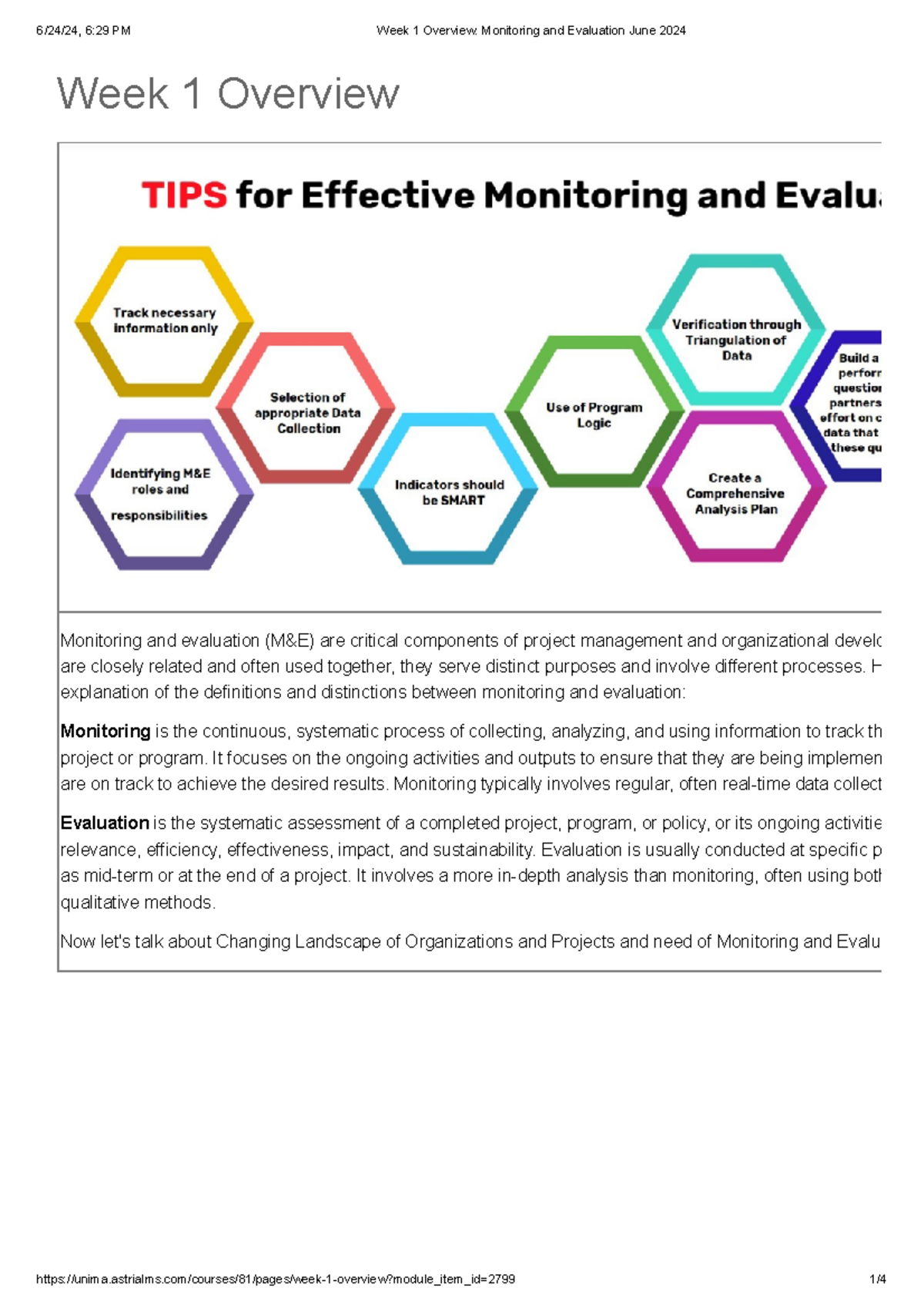Week 1 Overview Monitoring and Evaluation June 2024 - Week 1 Overview ...