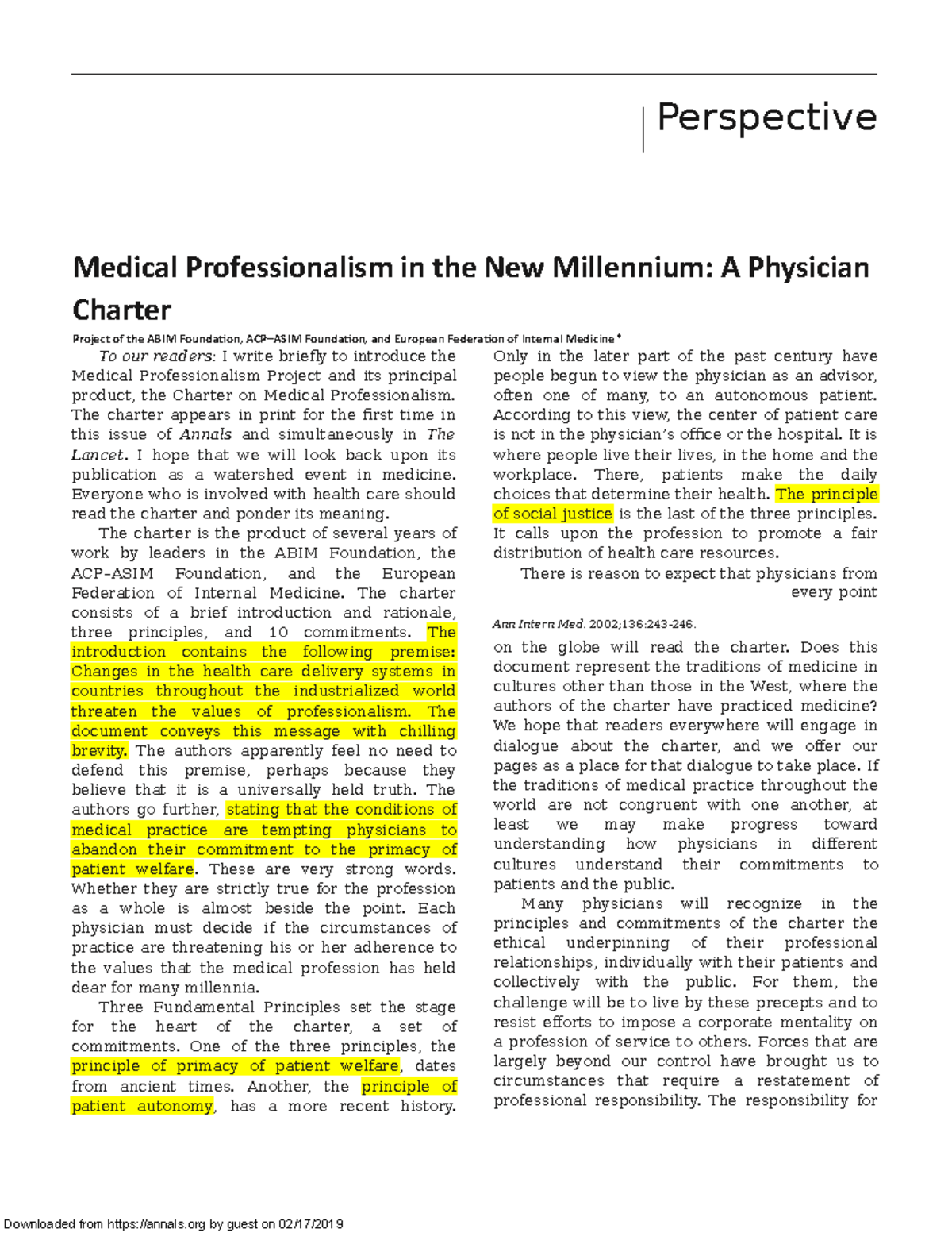 Physician Carter Read - Grade: B - Perspective Medical Professionalism ...