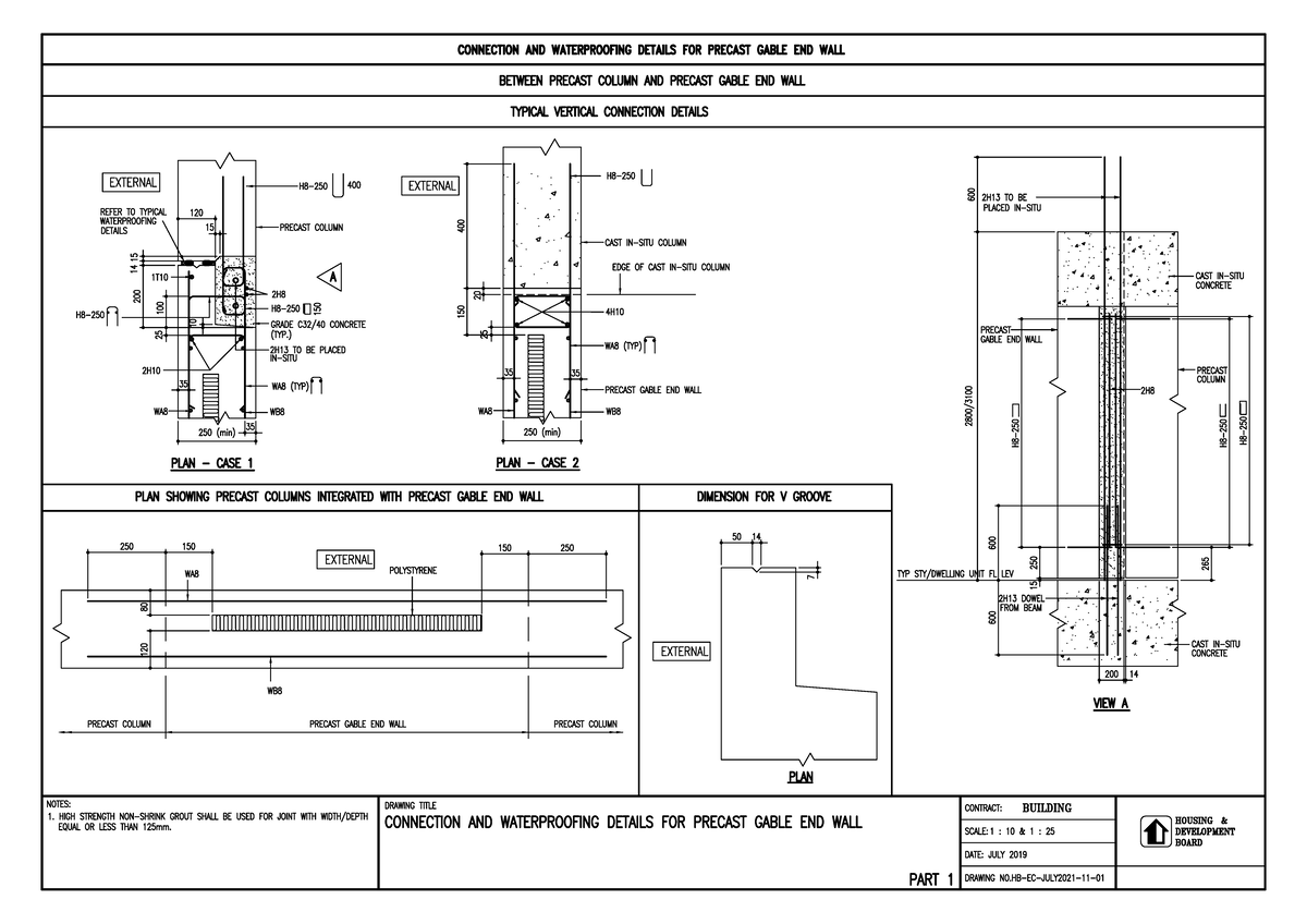 11- Connection AND Waterproofing Details FOR Precast Gable END WALL ...