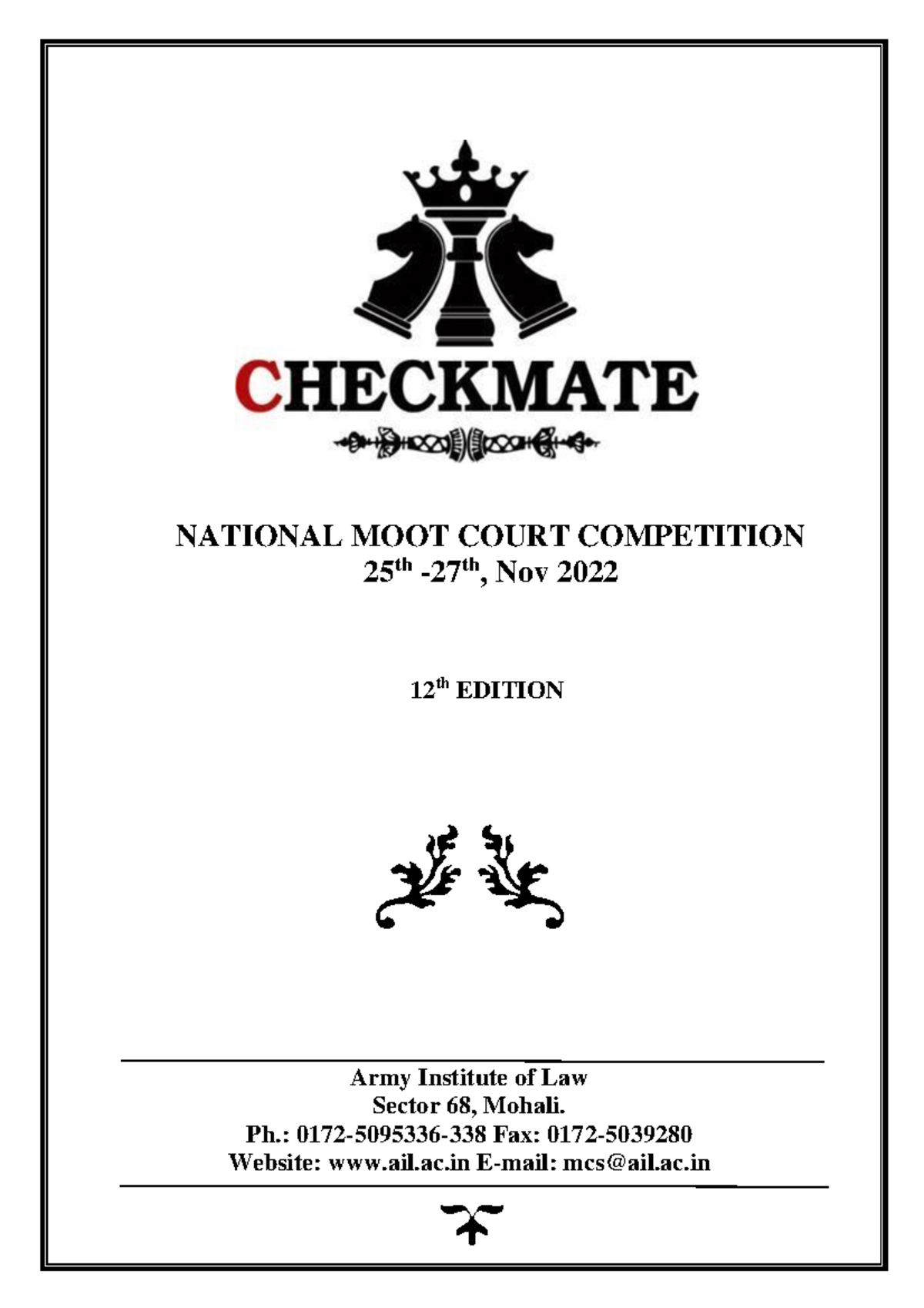 Checkmate-2022 - NATIONAL MOOT COURT COMPETITION 25 th - 27 th , Nov ...