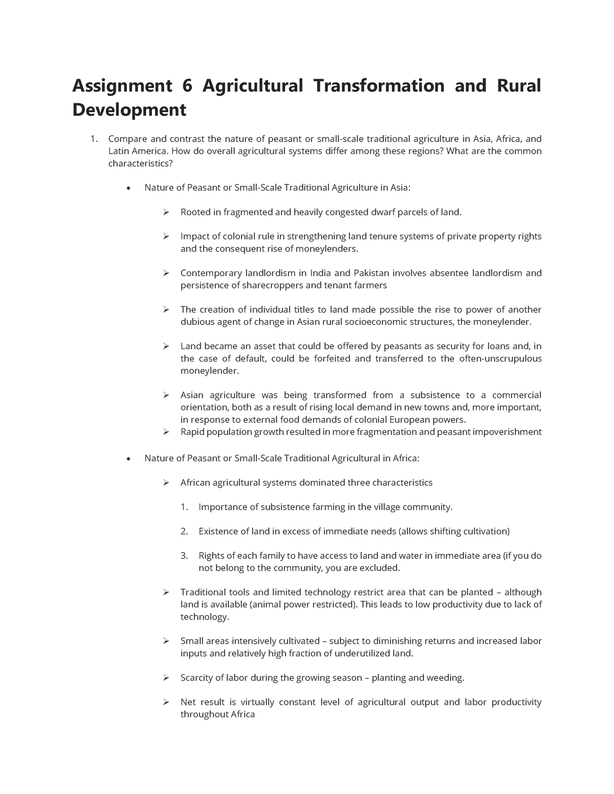 agricultural transformation and rural development essay