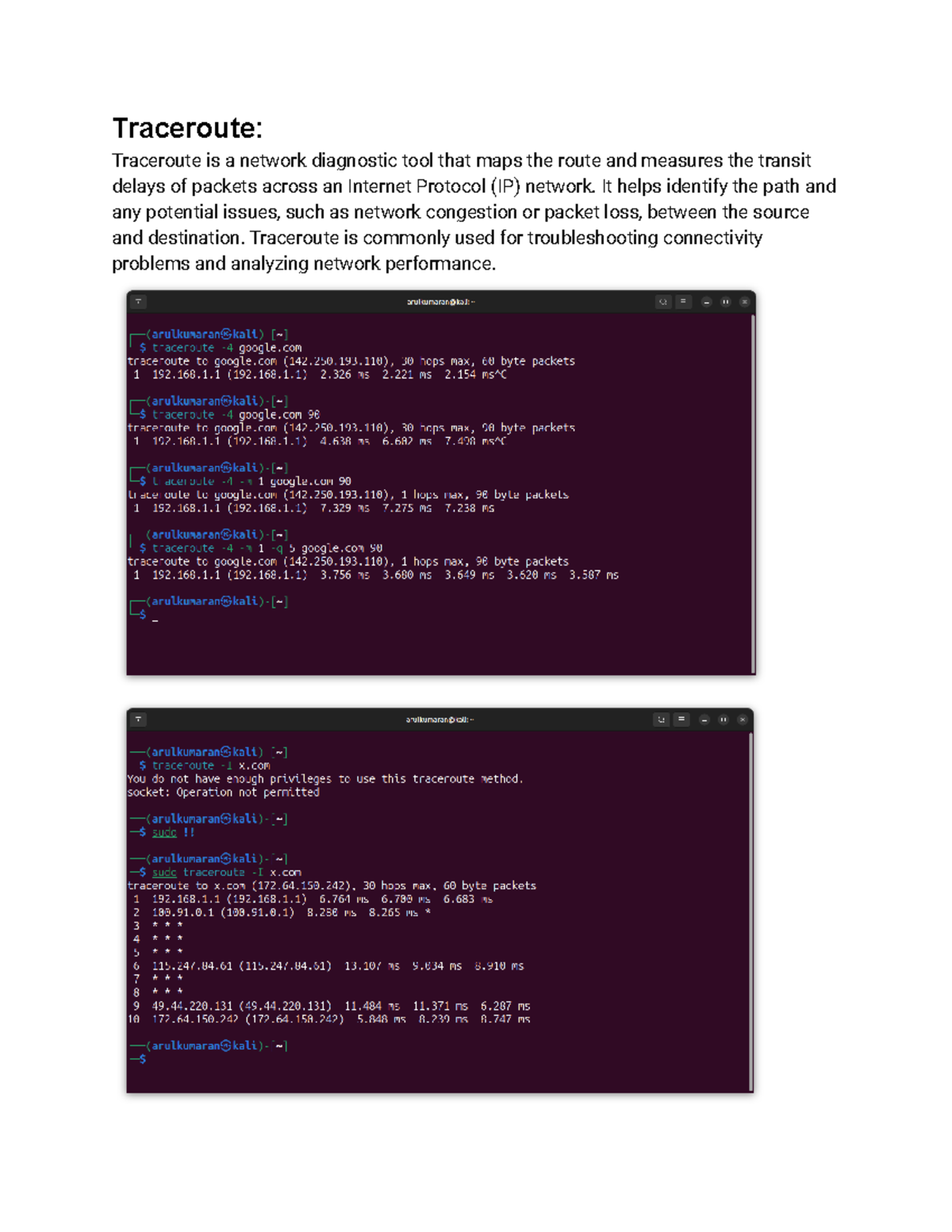 EH practical answers - Traceroute: Traceroute is a network diagnostic ...