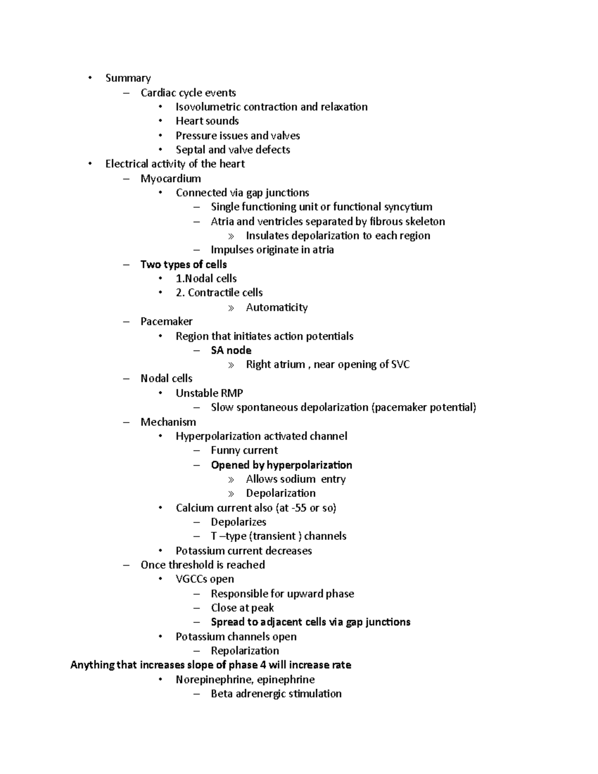 Blood heart pt 3 - outline - Summary Cardiac cycle events Isovolumetric ...