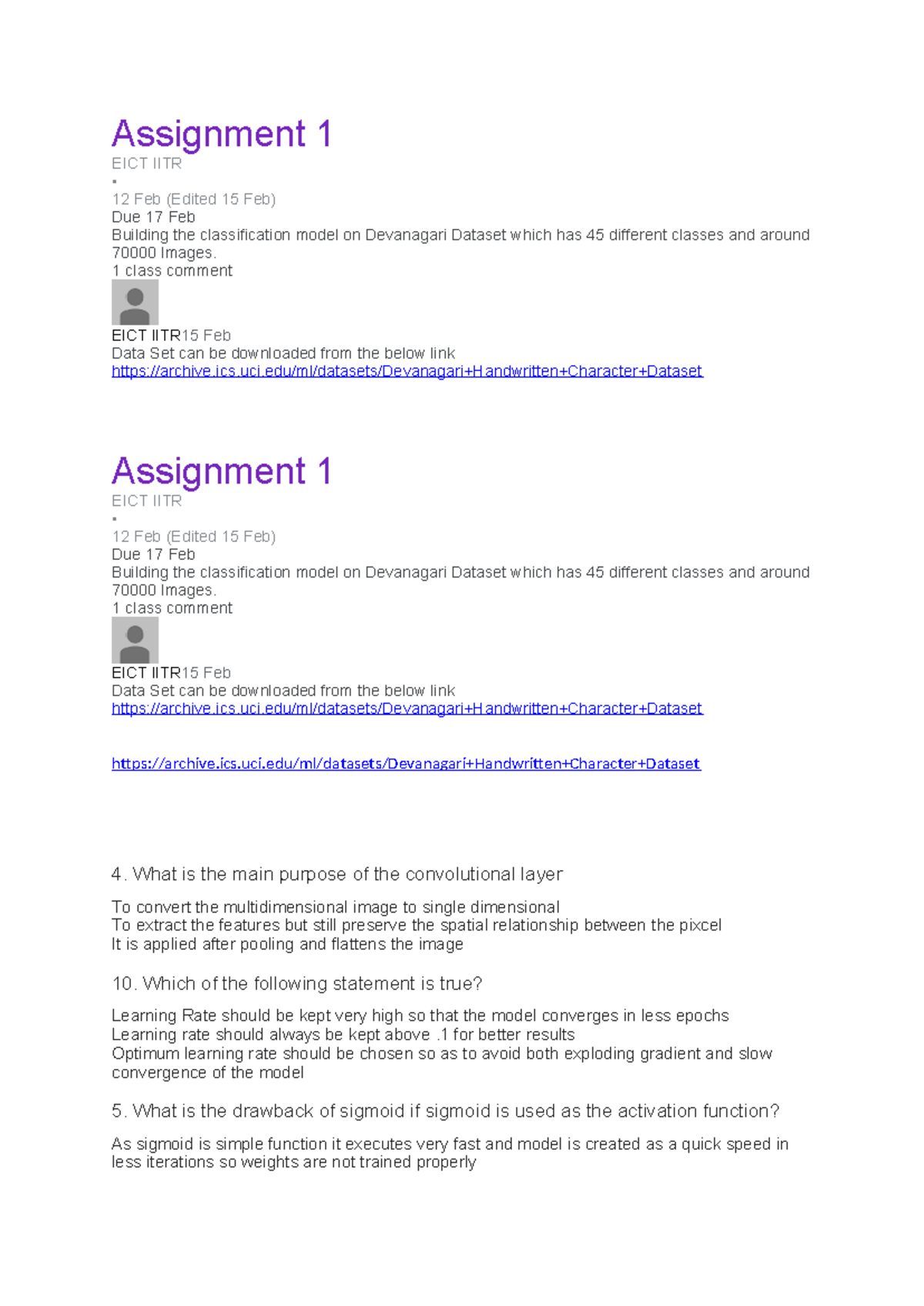 DATA SCIENCE ASSIGNMENT - Assignment 1 EICT IITR • 12 Feb (Edited 15 ...