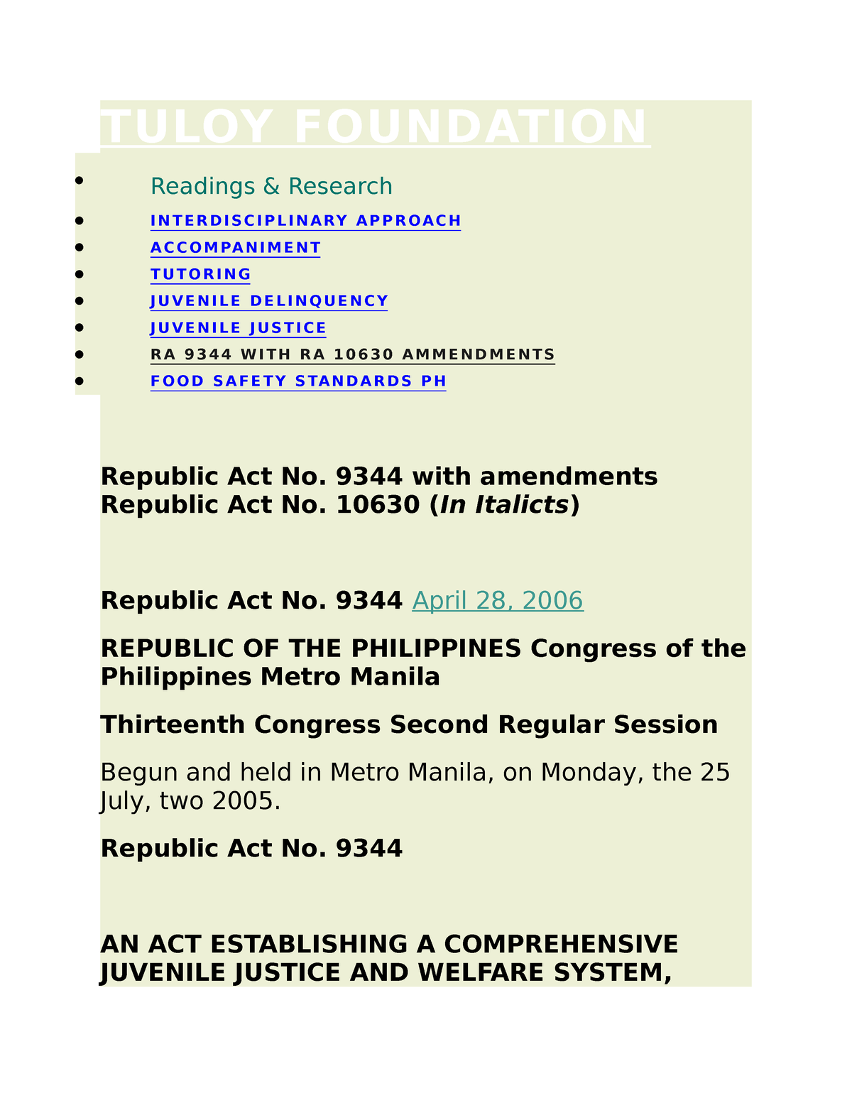 Ra-10630 - Laws related - TULOY FOUNDATION  Readings & ...