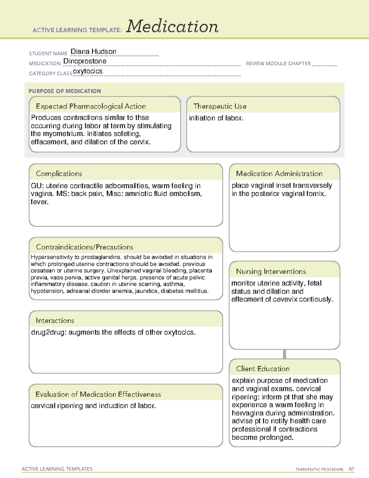 Dinoprostone - ACTIVE LEARNING TEMPLATES TherapeuTic procedure A ...