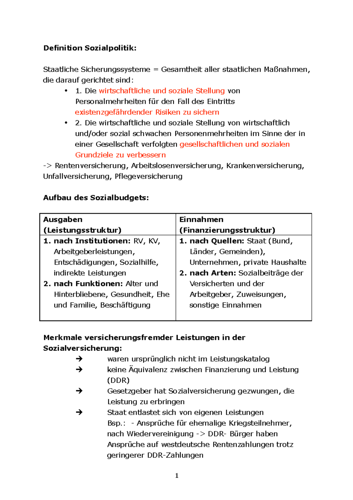 Zusammenfassung Sozialpolitik Ws 1011 - Definition Sozialpolitik ...