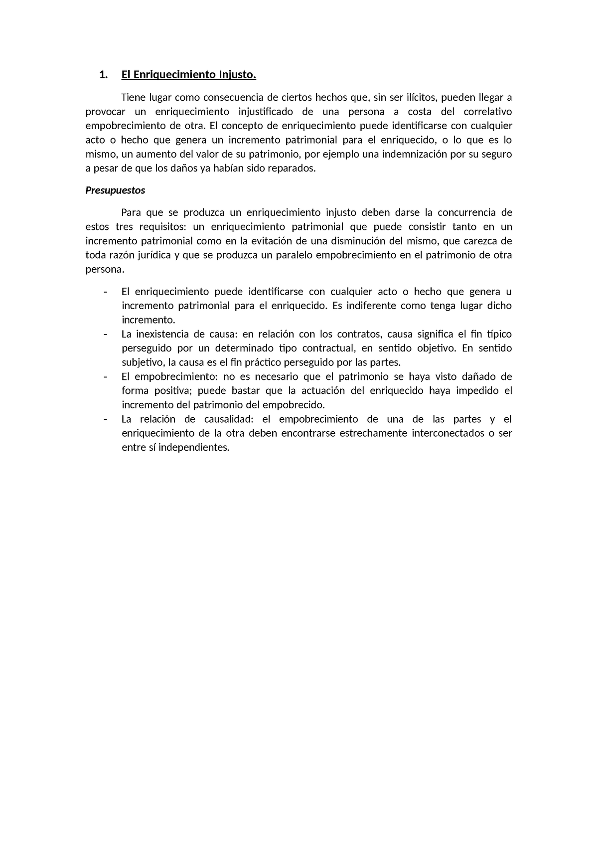 El Enriquecimiento Injusto - 1. El Enriquecimiento Injusto. Tiene Lugar ...