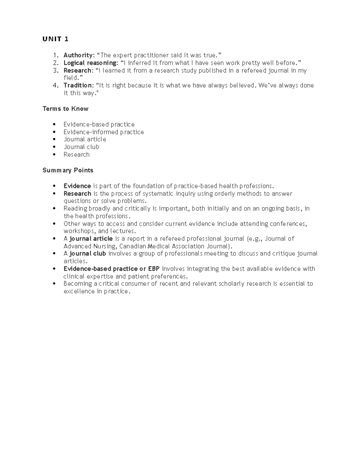 Nurs 328 quiz notes for y ou - U N I T 1 Authority : “The expert ...