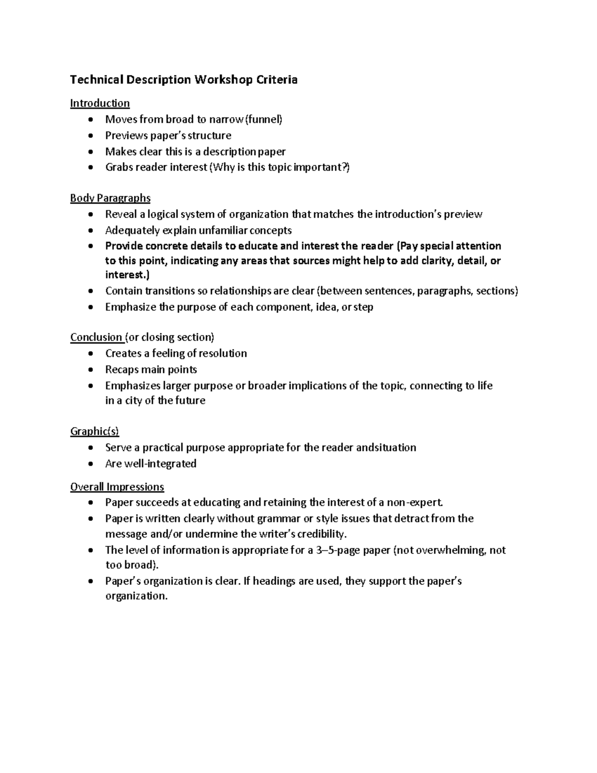 Paper 2 editing criteria - Technical Description Workshop Criteria ...
