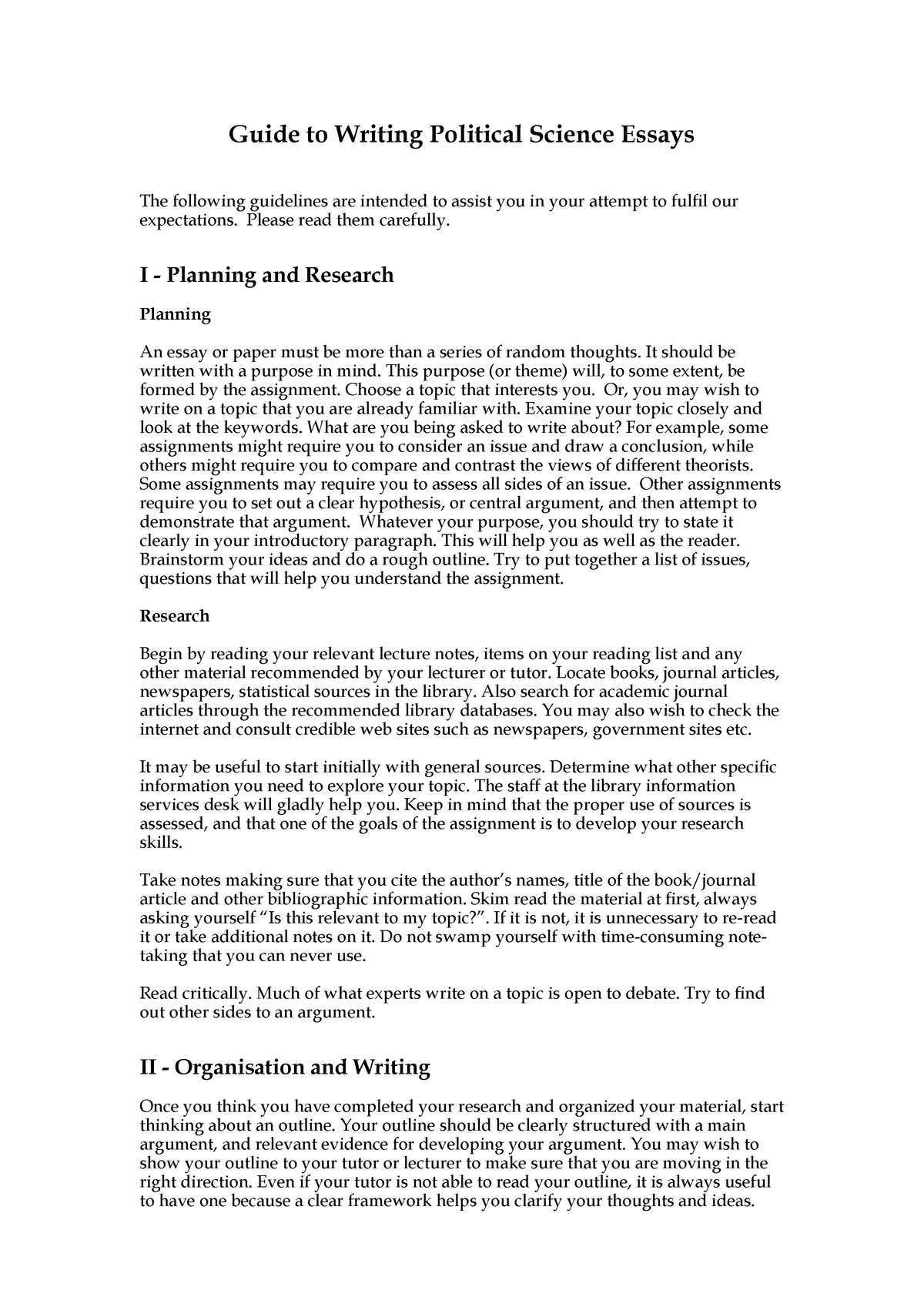 political science essay pdf