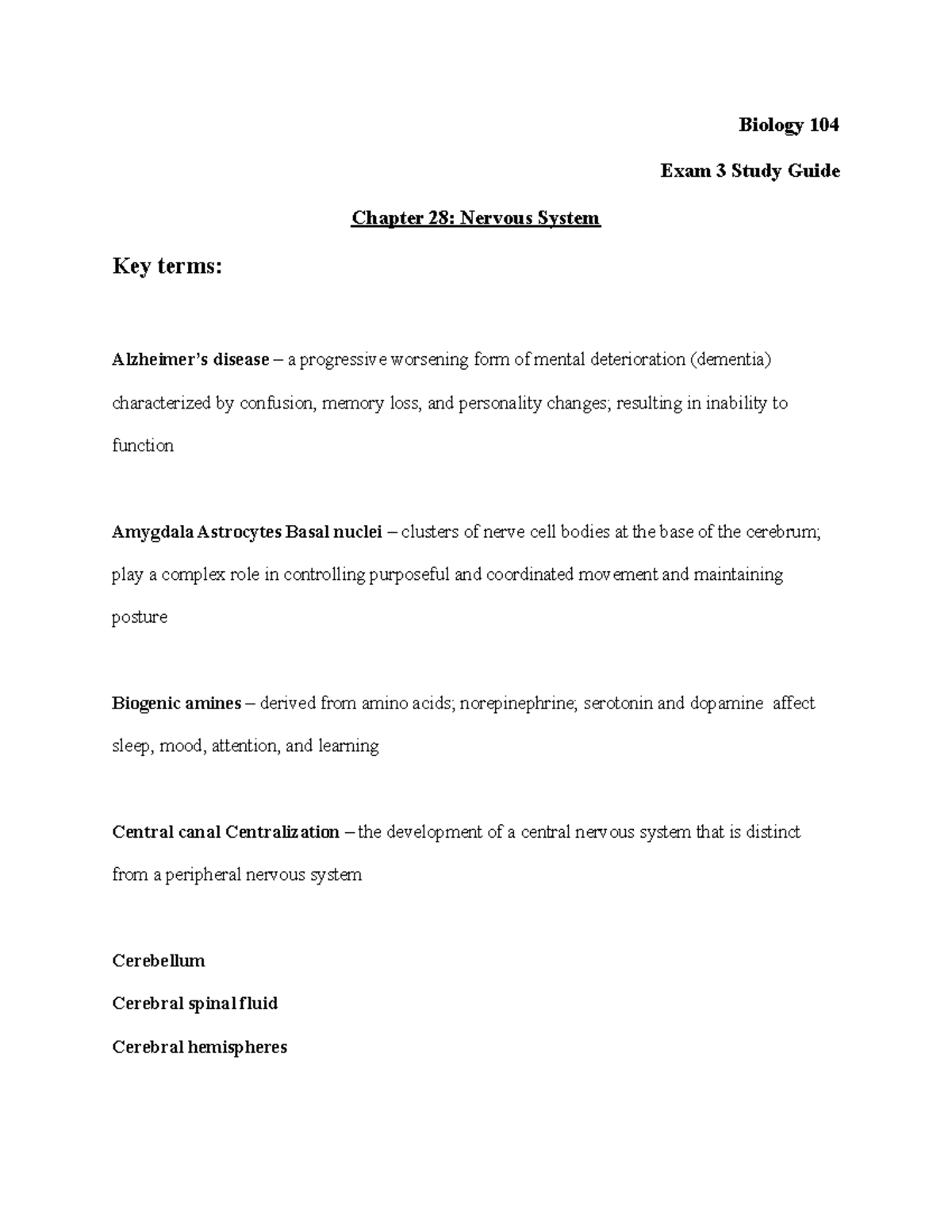 Biology 104-Exam-3-Lecture-Notes - Biology 104 Exam 3 Study Guide ...