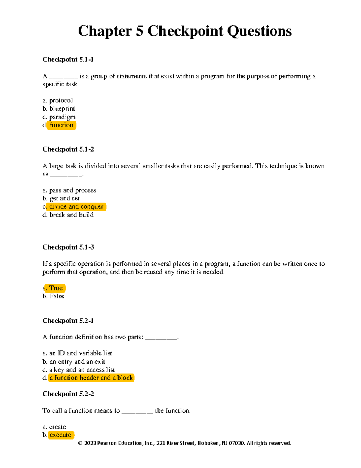CS Chapter 5 checkpoint questions - Chapter 5 Checkpoint Questions ...