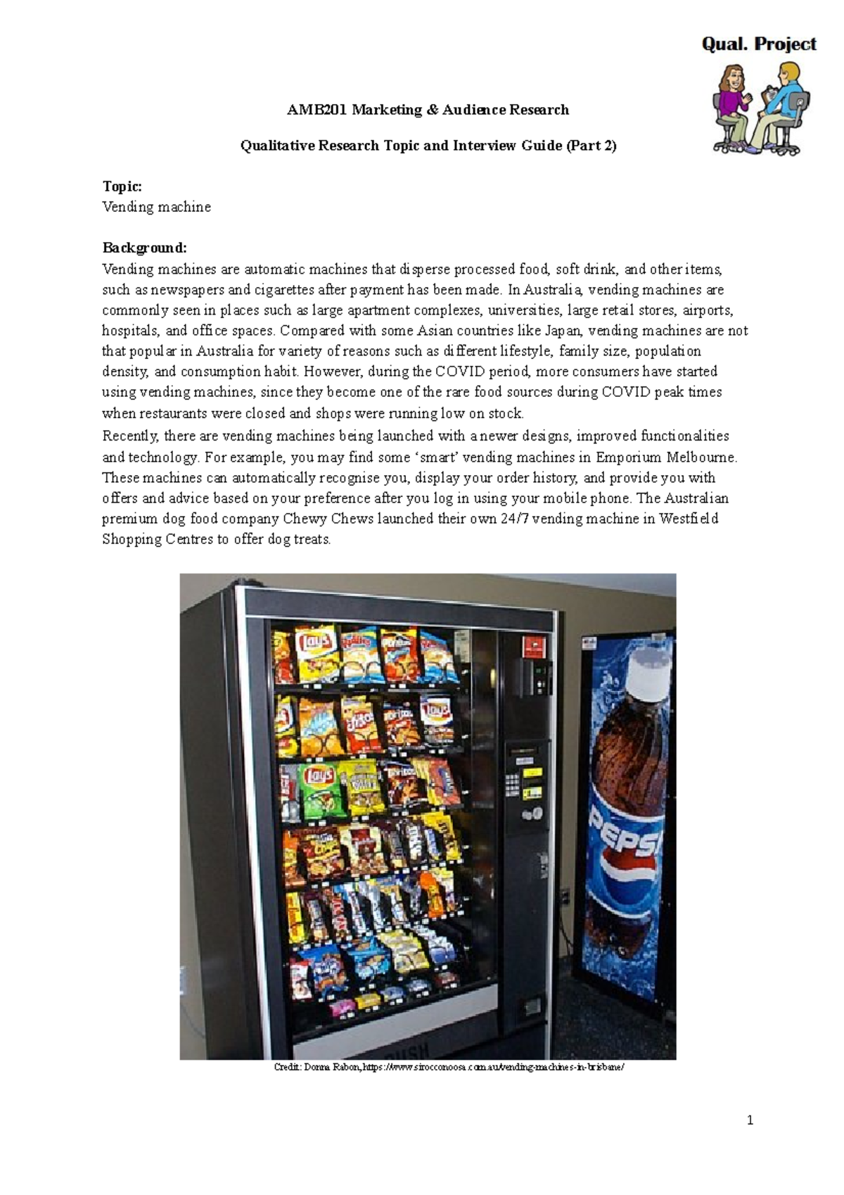 3. Part 2 Topic and Objectives Vending Machine AMB201 Marketing