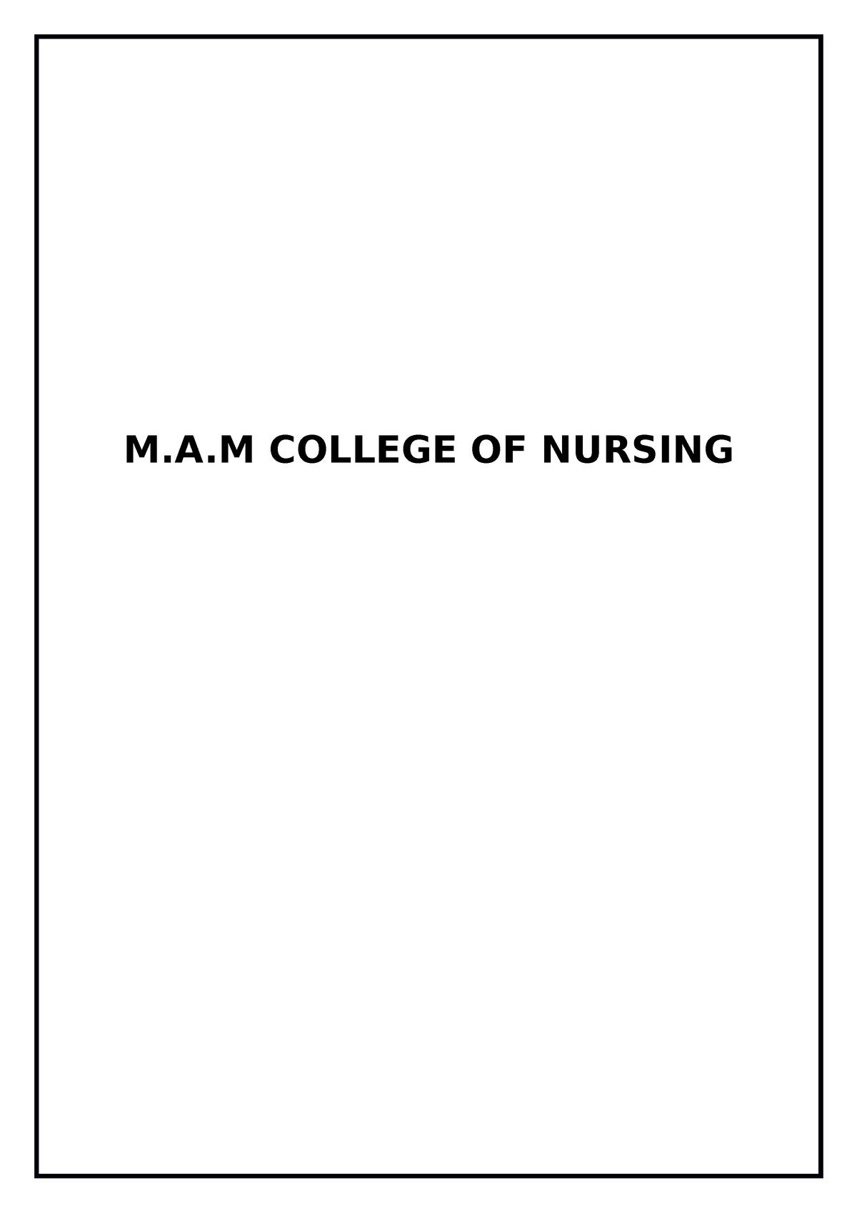 Academic calendar M A COLLEGE OF NURSING B Nursing I Year