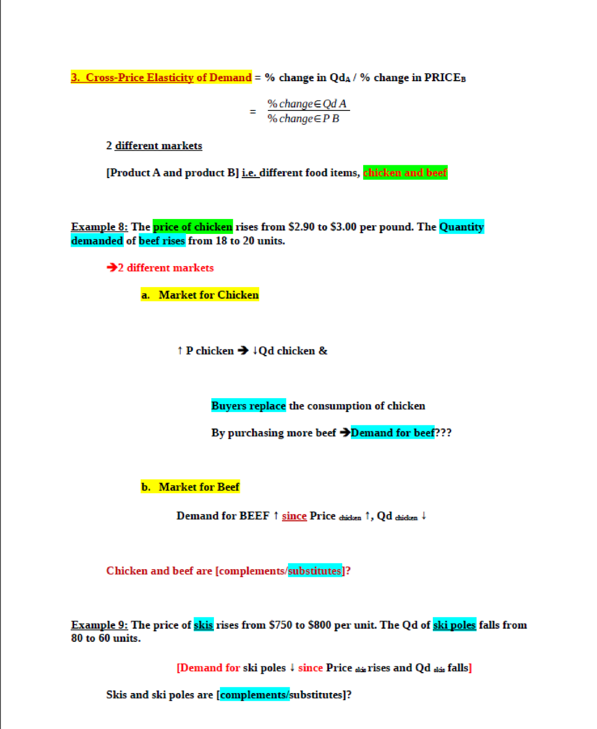 Cross-Price Elasticity Of Demand Review - ECON201 - ECON 201 ...