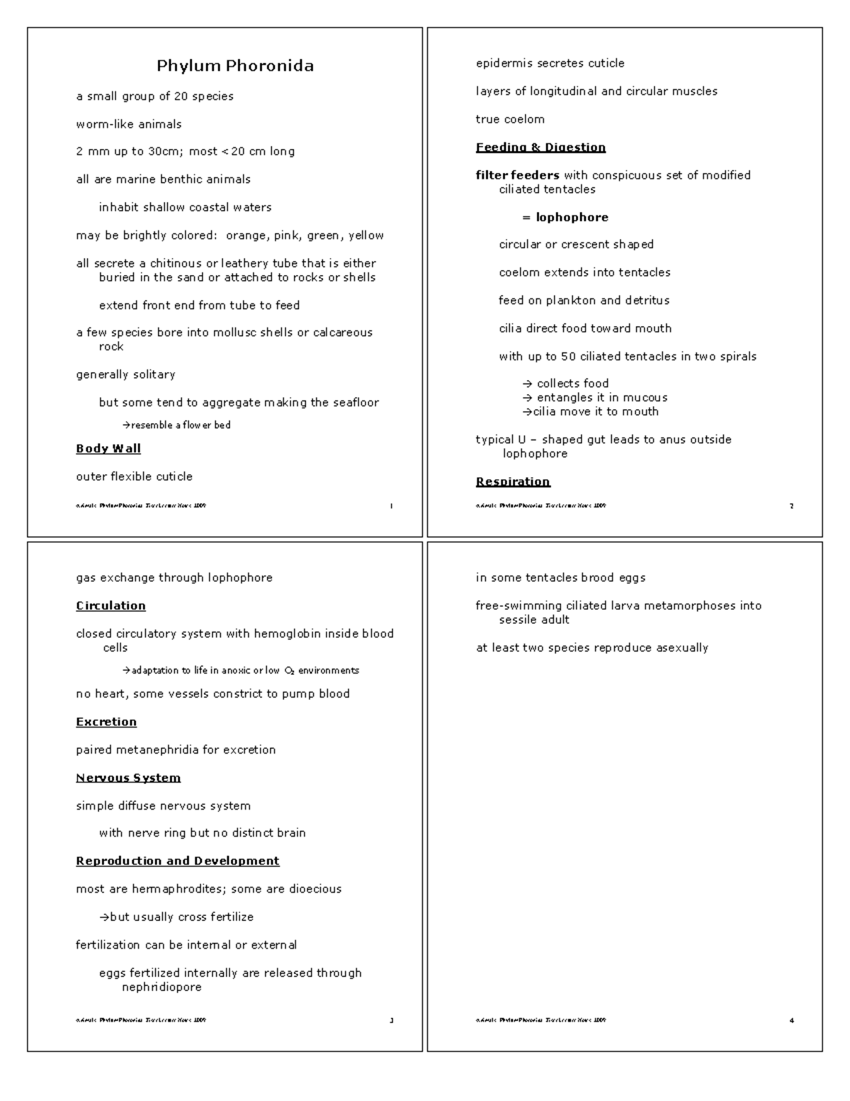 Phylum Phoronida - General Zoology Lecture Notes and Handout - Animals ...