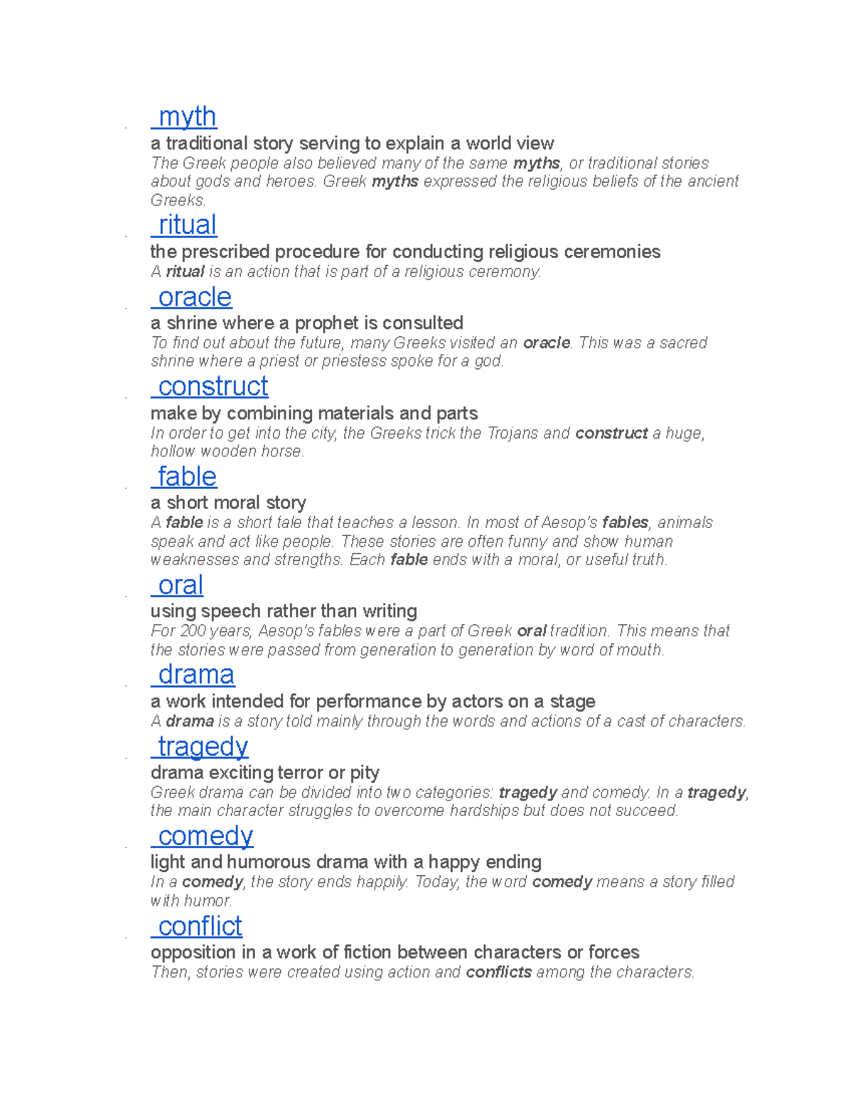 Greek chapter 8 - myth a traditional story serving to explain a world ...