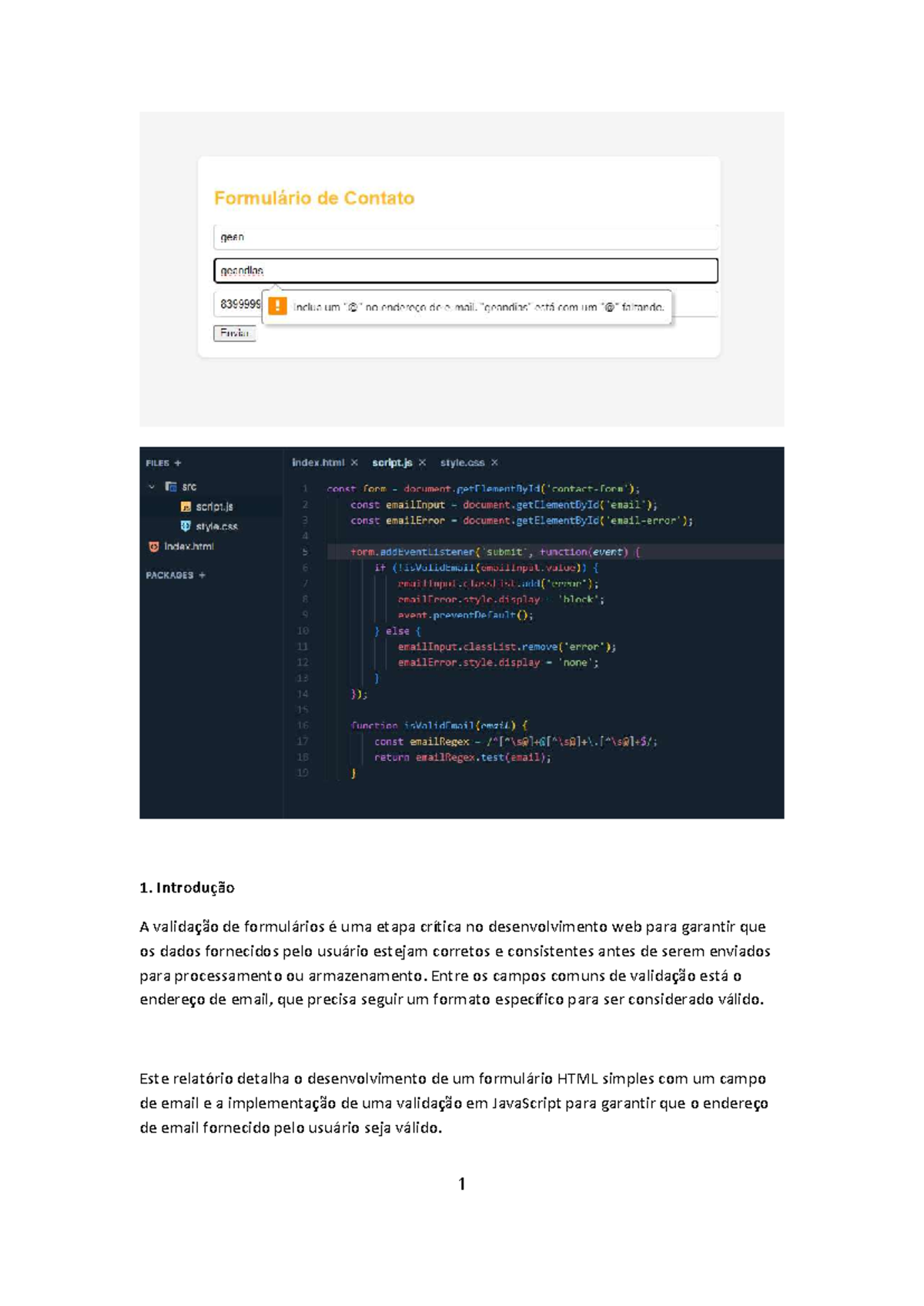 Validacao email JS - Portfolio para Formulário de validação no campo e ...