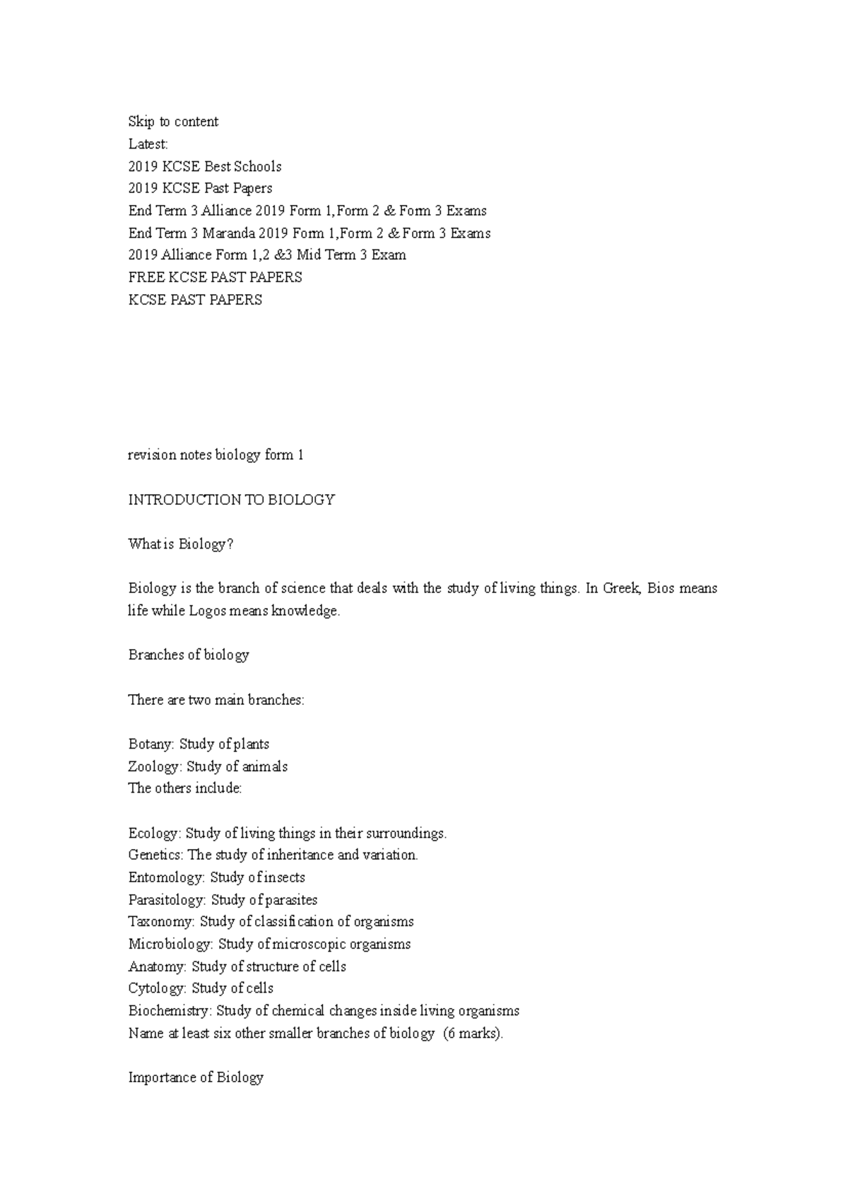 447078646 KLB Biology F1 NOTE - Skip to content Latest: 2019 KCSE Best ...