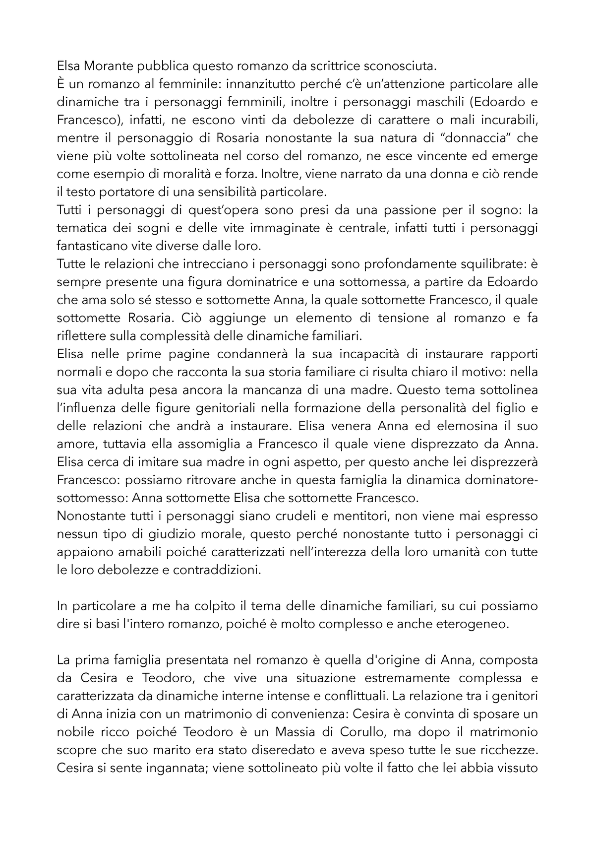 Elsa Morante, Menzogna e Sortilegio sintesi, Sintesi del corso di  Letteratura Italiana