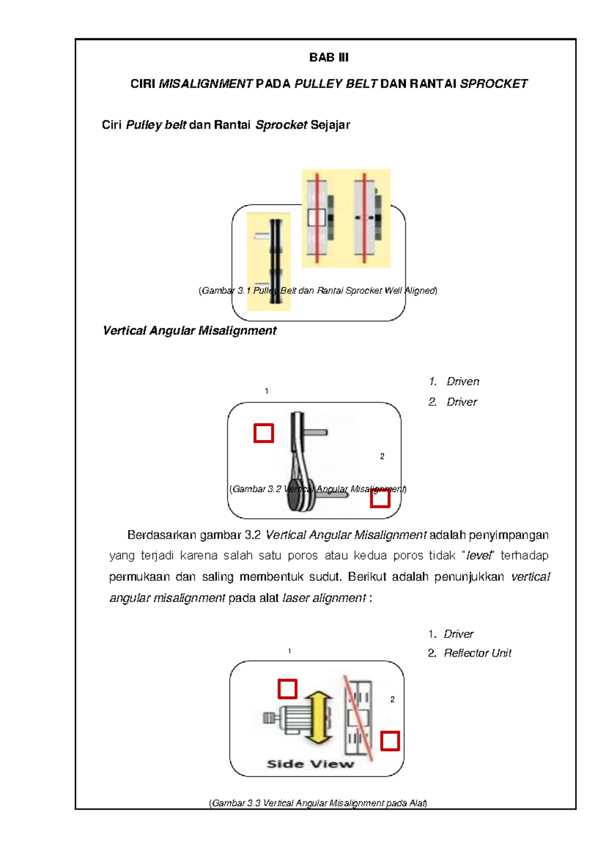 Modul Laser Alignment 8 BAB III CIRI MISALIGNMENT PADA PULLEY BELT