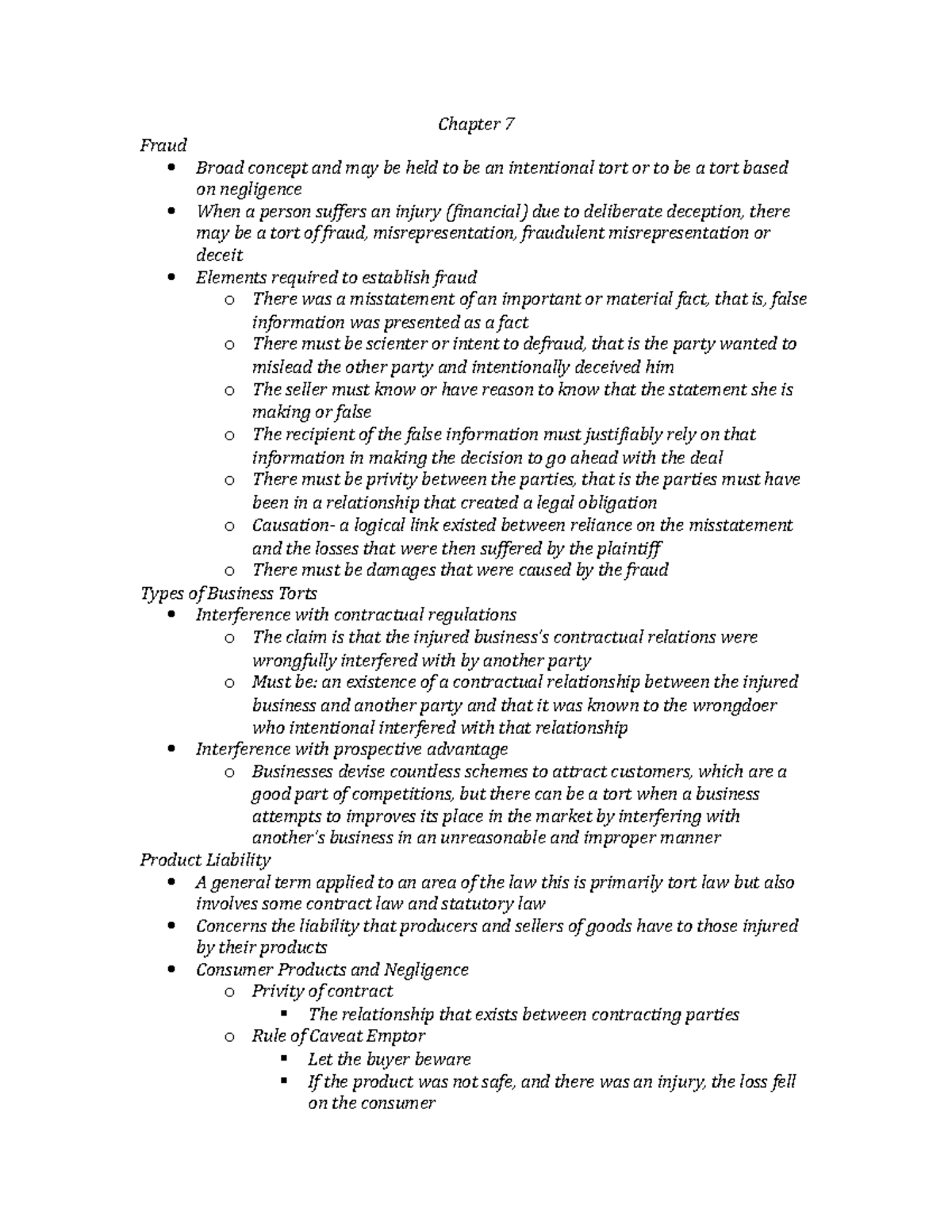 Chapter 7-Law 322 - Summary Legal Environment of Business - Access ...