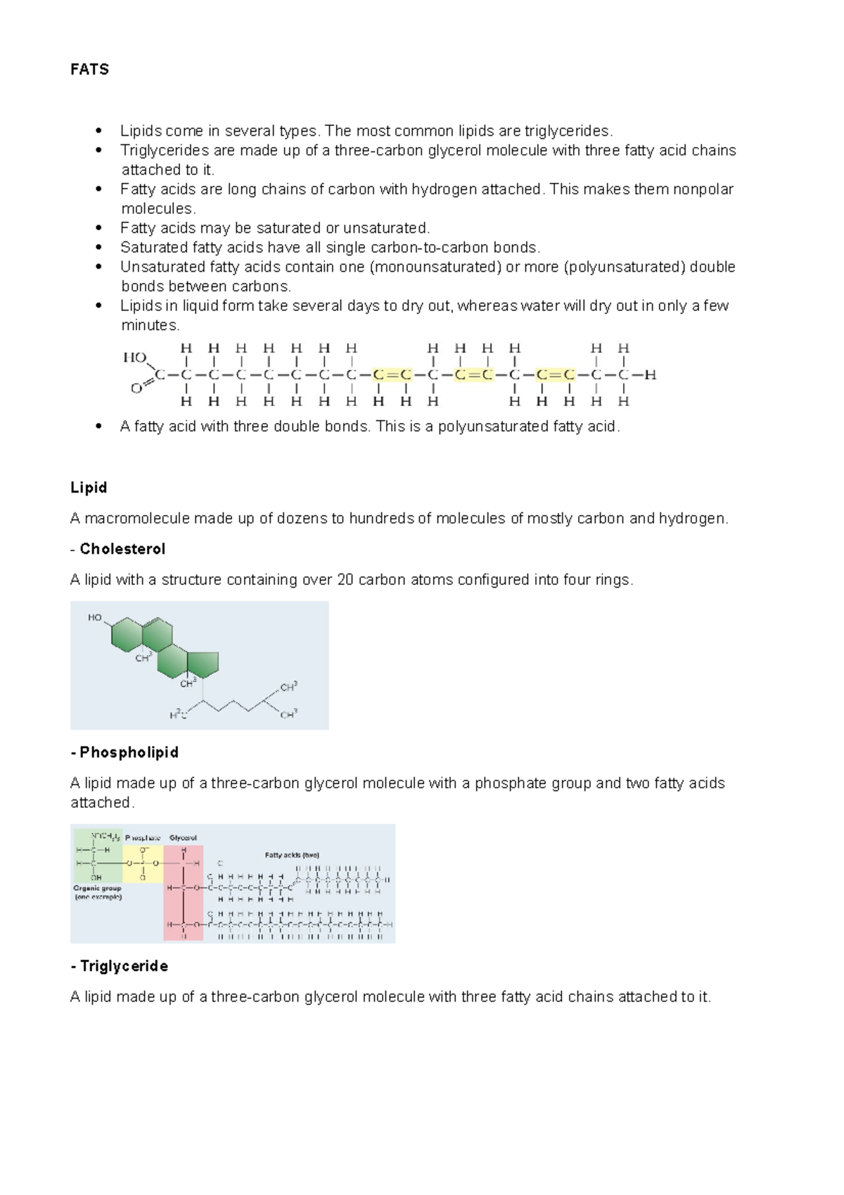 FATS - Human Biology (and Lab) - Fats - FATS Lipids come in several ...