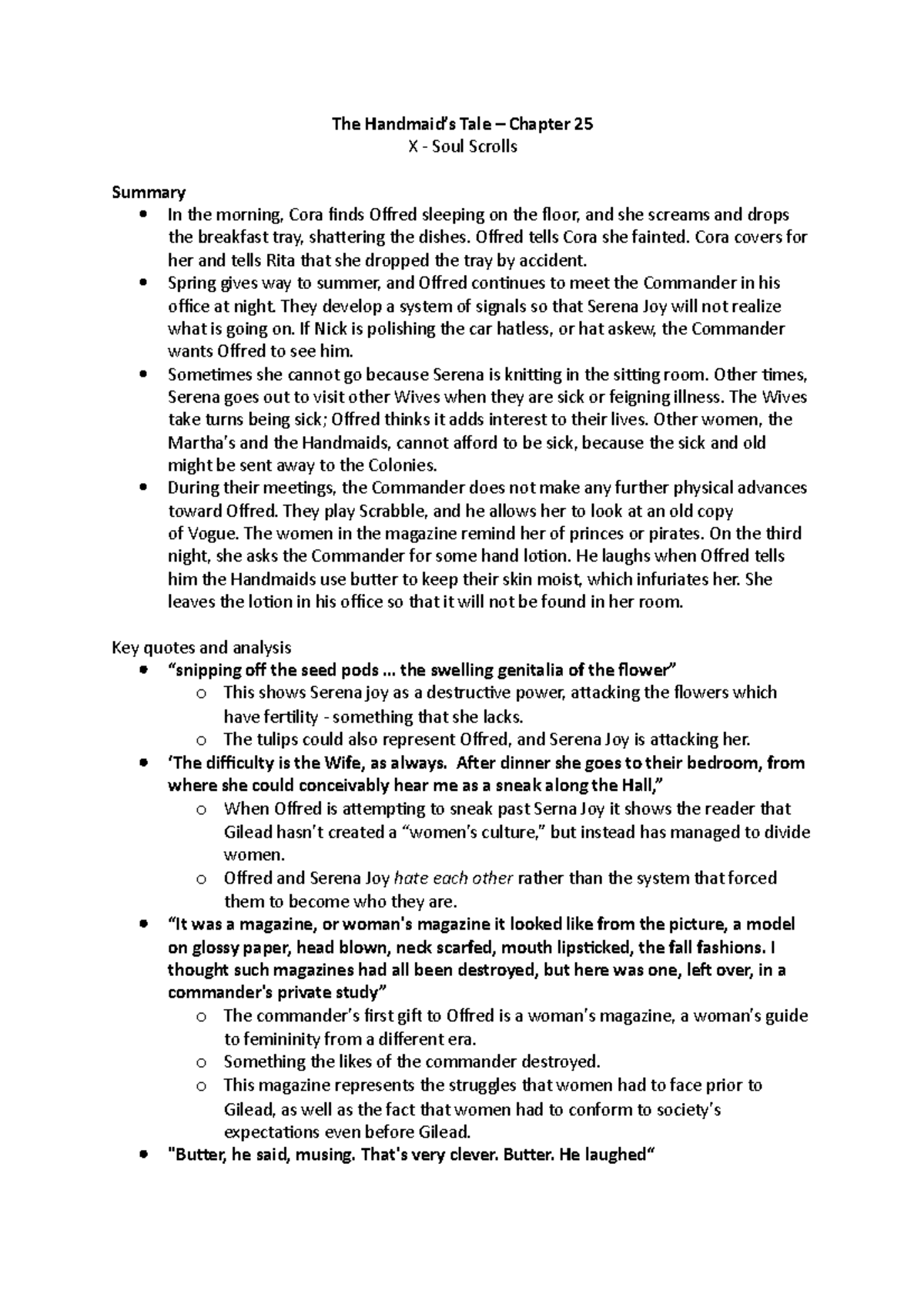 Handmaid's Tale Chapter 25 The Handmaid’s Tale Chapter 25 X